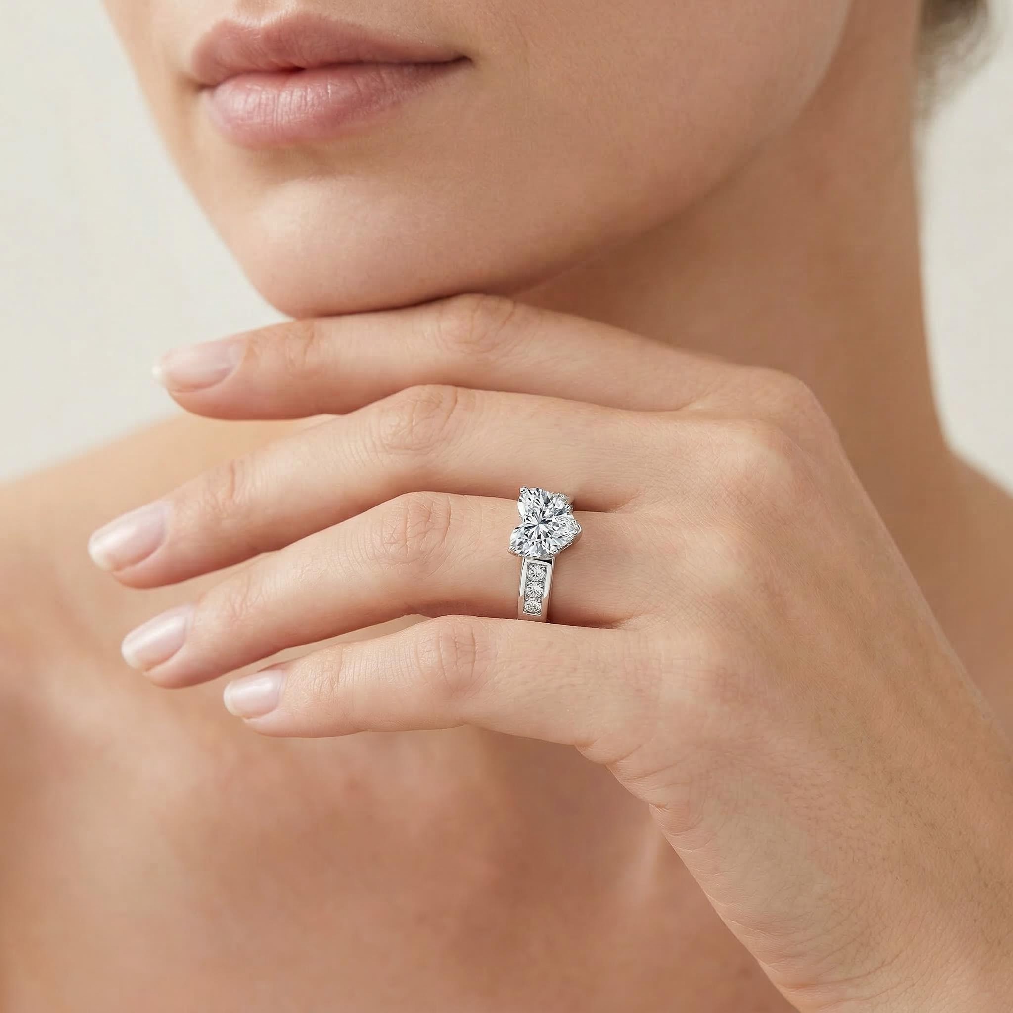 Enchanting Heart Cut Halo Eternity Band Ring With Iced Out Shine - Image 3
