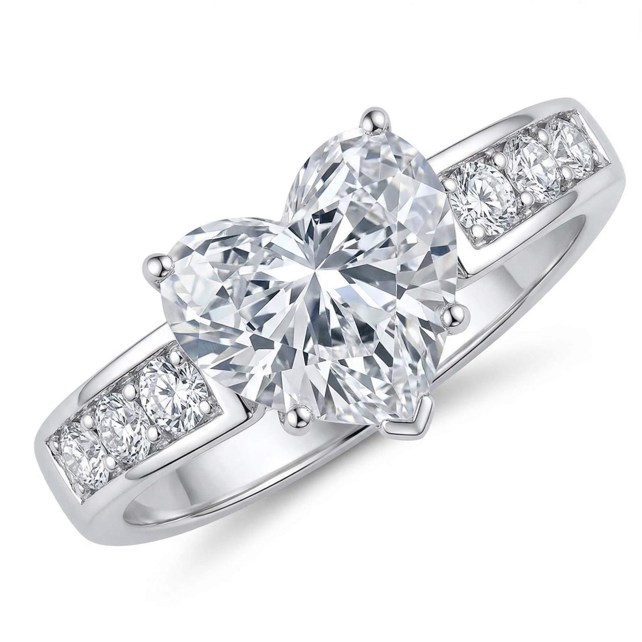 Enchanting Heart Cut Halo Eternity Band Ring With Iced Out Shine - Image 4