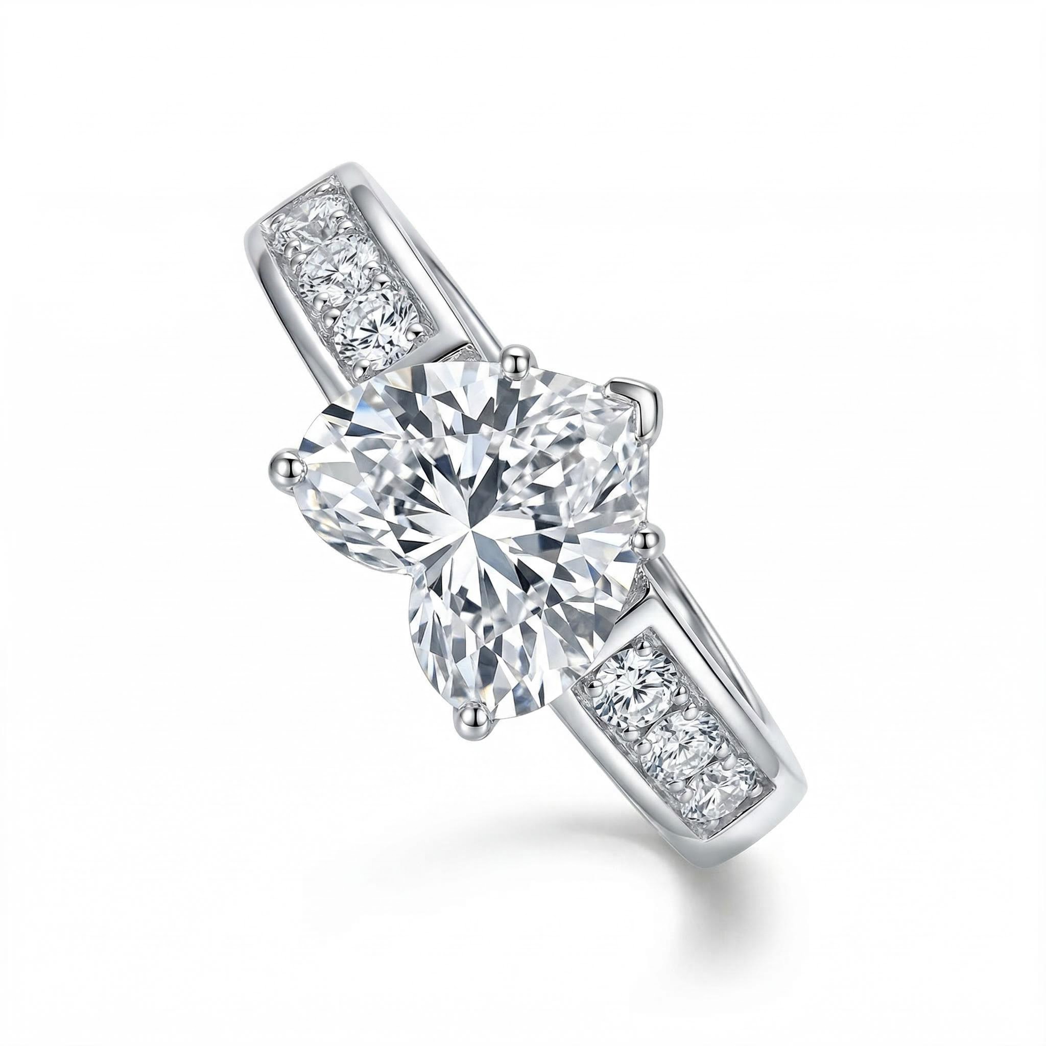 Enchanting Heart Cut Halo Eternity Band Ring With Iced Out Shine - Image 5