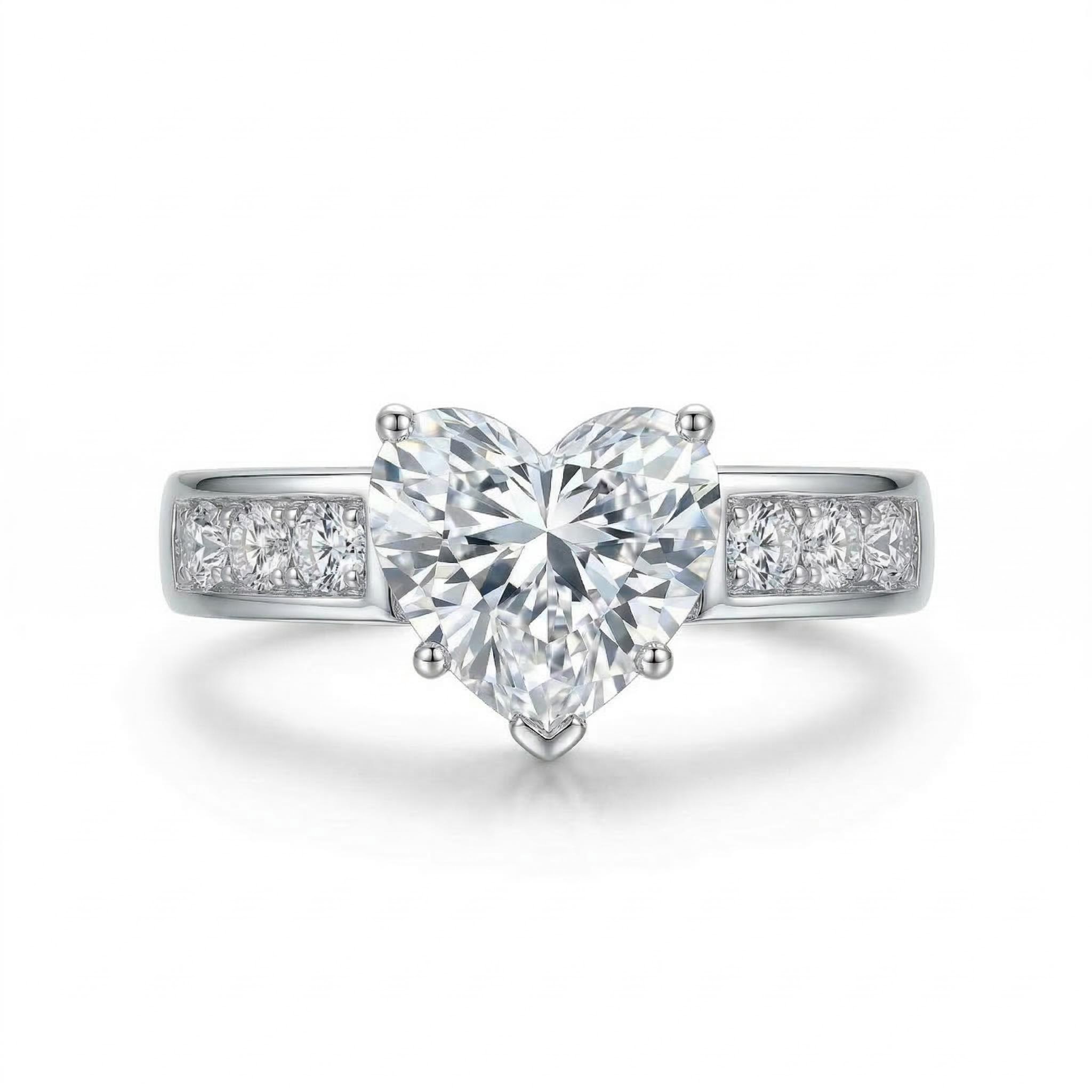 Enchanting Heart Cut Halo Eternity Band Ring With Iced Out Shine