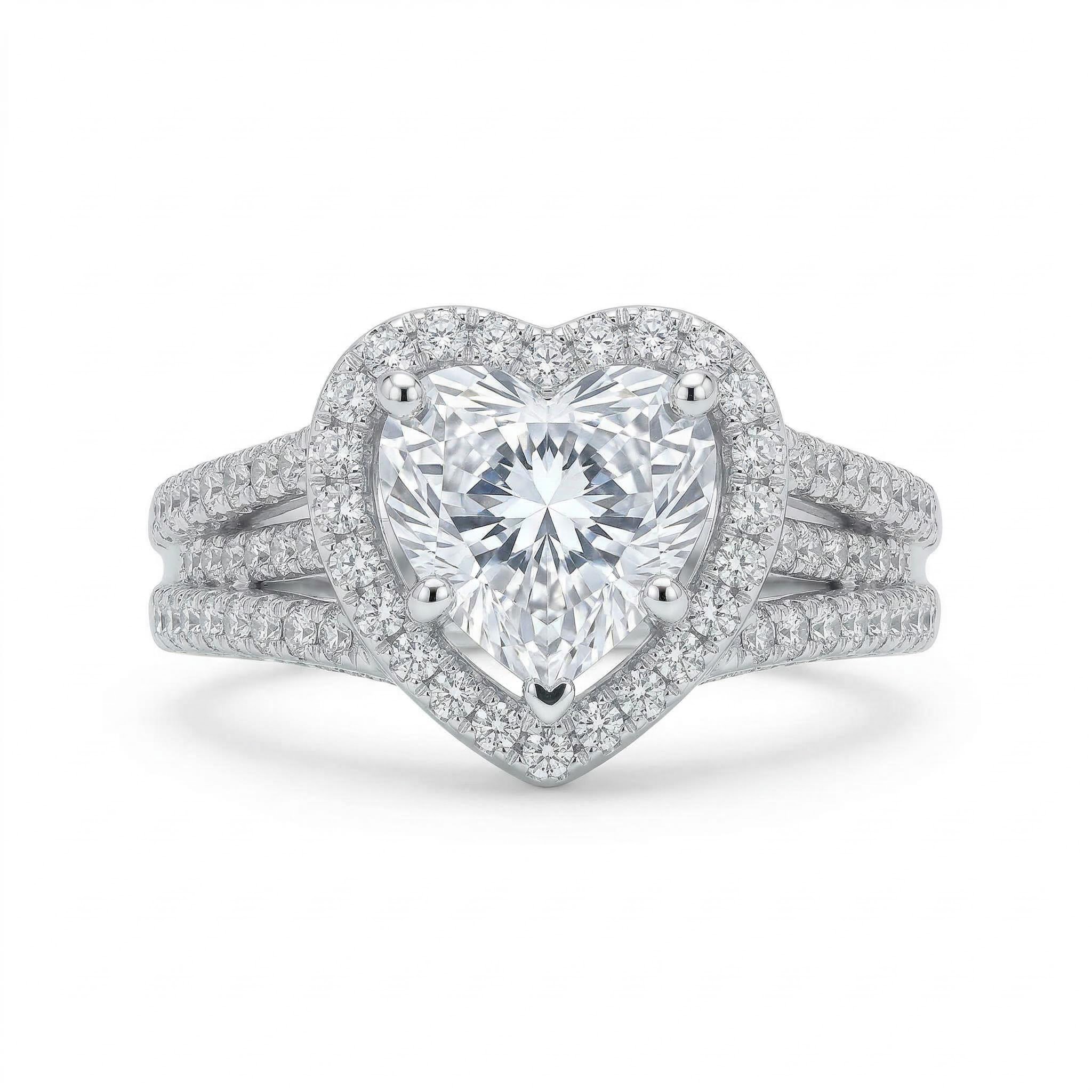 Shiny Heart-shaped Eternal Halo Engagement Ring In S925 Sterling Silver - Image 4