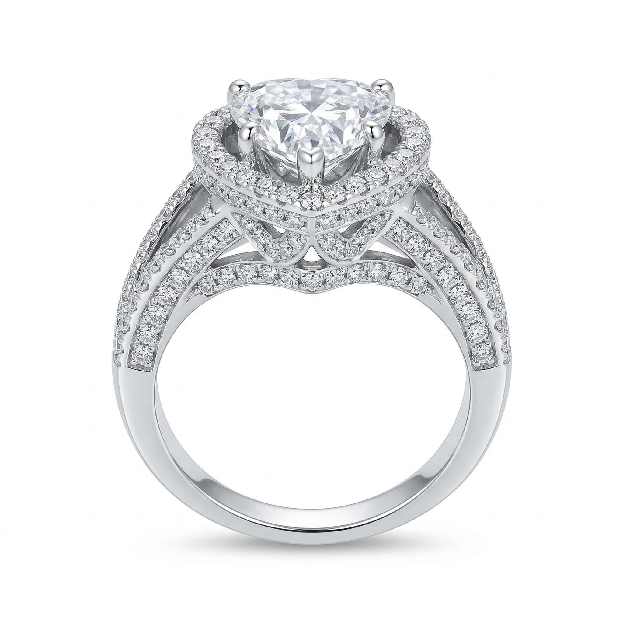 Shiny Heart-shaped Eternal Halo Engagement Ring In S925 Sterling Silver - Image 5