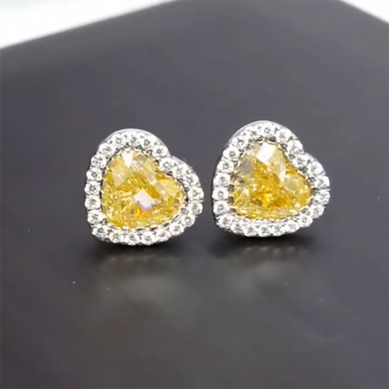 Fancy Yellow Heart Cut Halo Earring Iced Out Shine With Street Luxury - Image 6