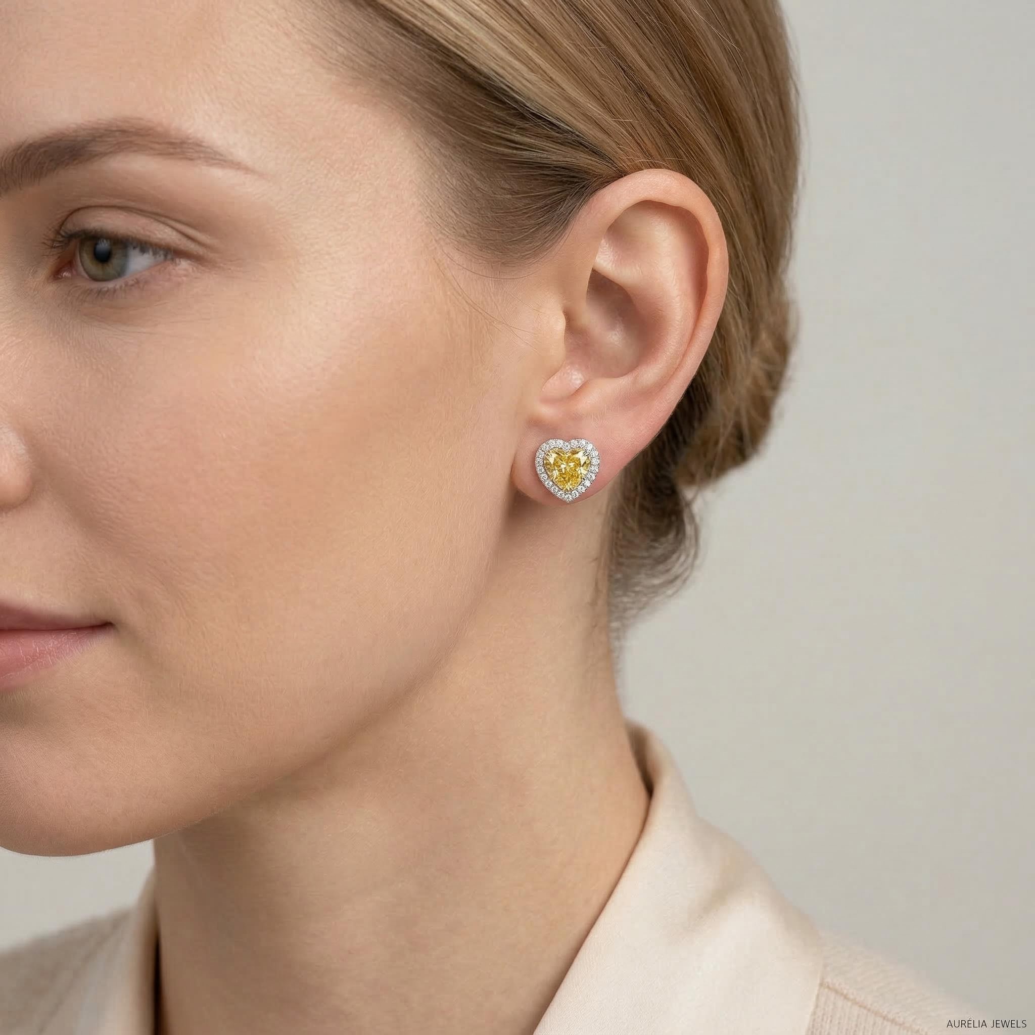 Fancy Yellow Heart Cut Halo Earring Iced Out Shine With Street Luxury - Image 7