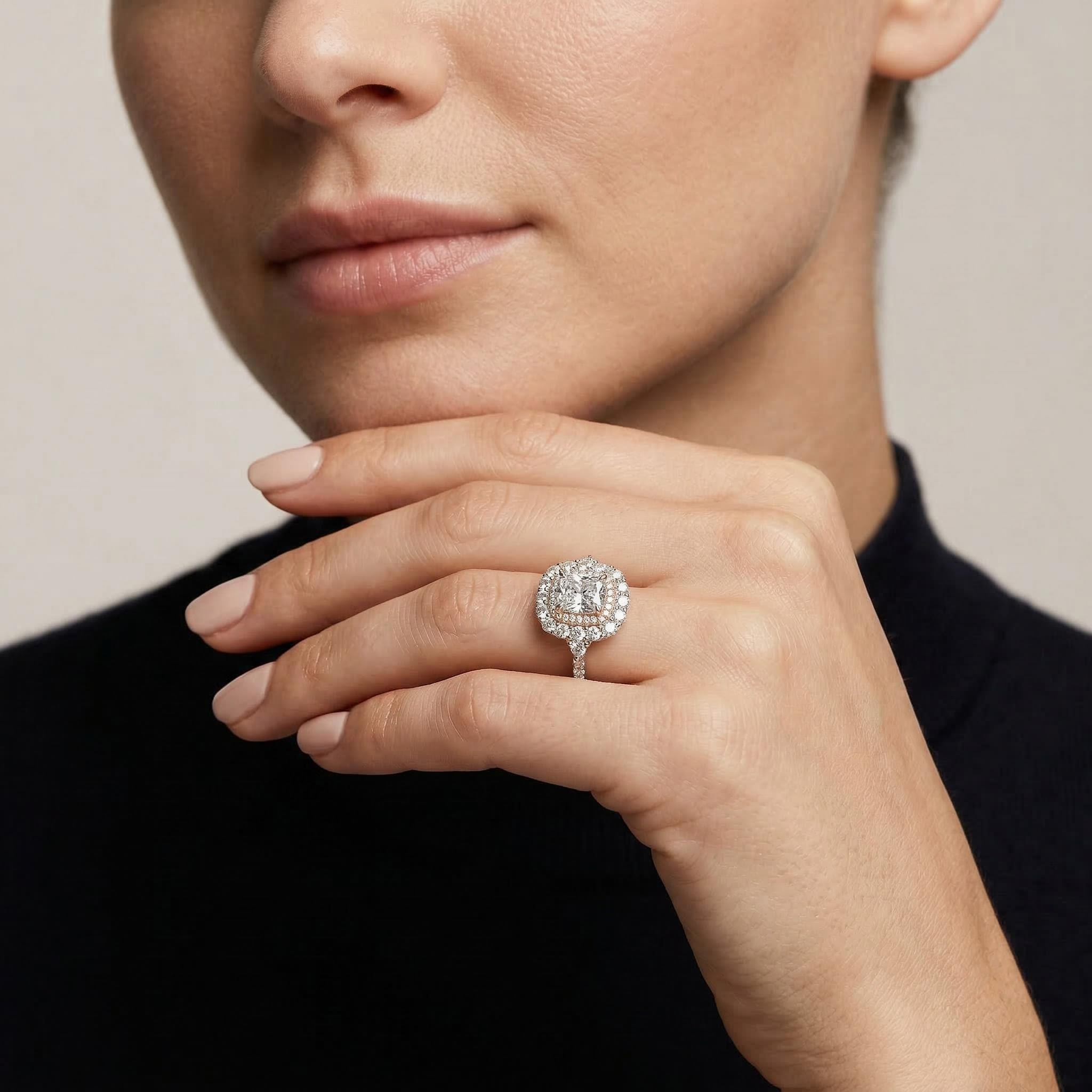 Bold 5.17ct Radiant & Round Cut Vvs Moissanite S925 Silver Engagement Ring - Image 3