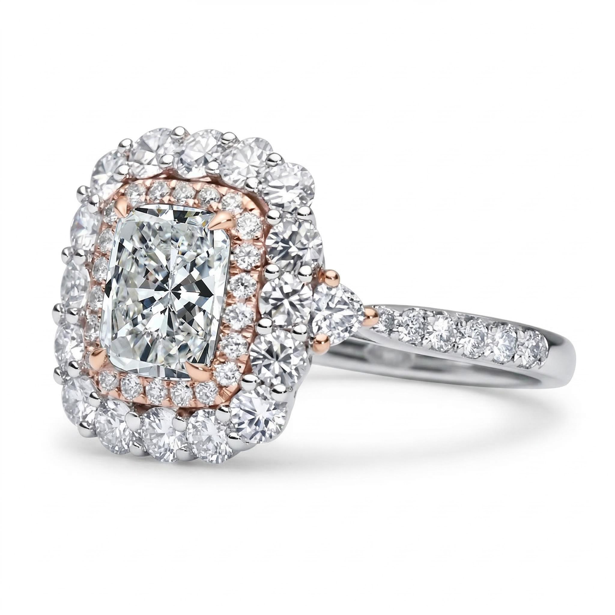 Bold 5.17ct Radiant & Round Cut Vvs Moissanite S925 Silver Engagement Ring - Image 4