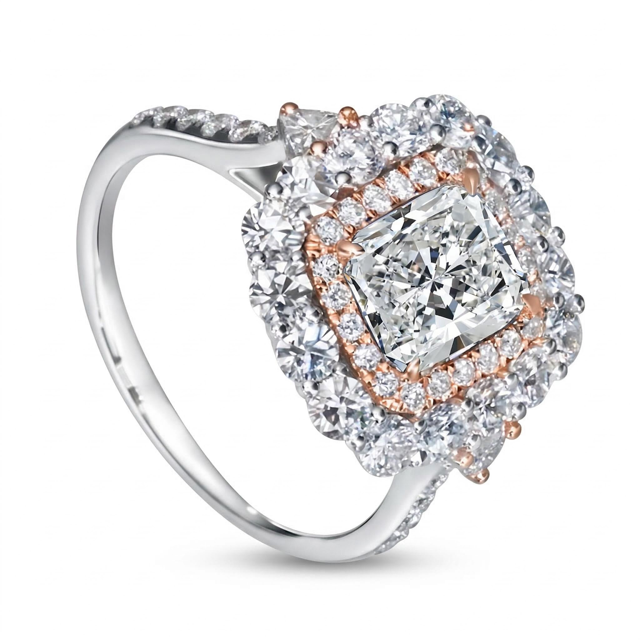Bold 5.17ct Radiant & Round Cut Vvs Moissanite S925 Silver Engagement Ring - Image 5