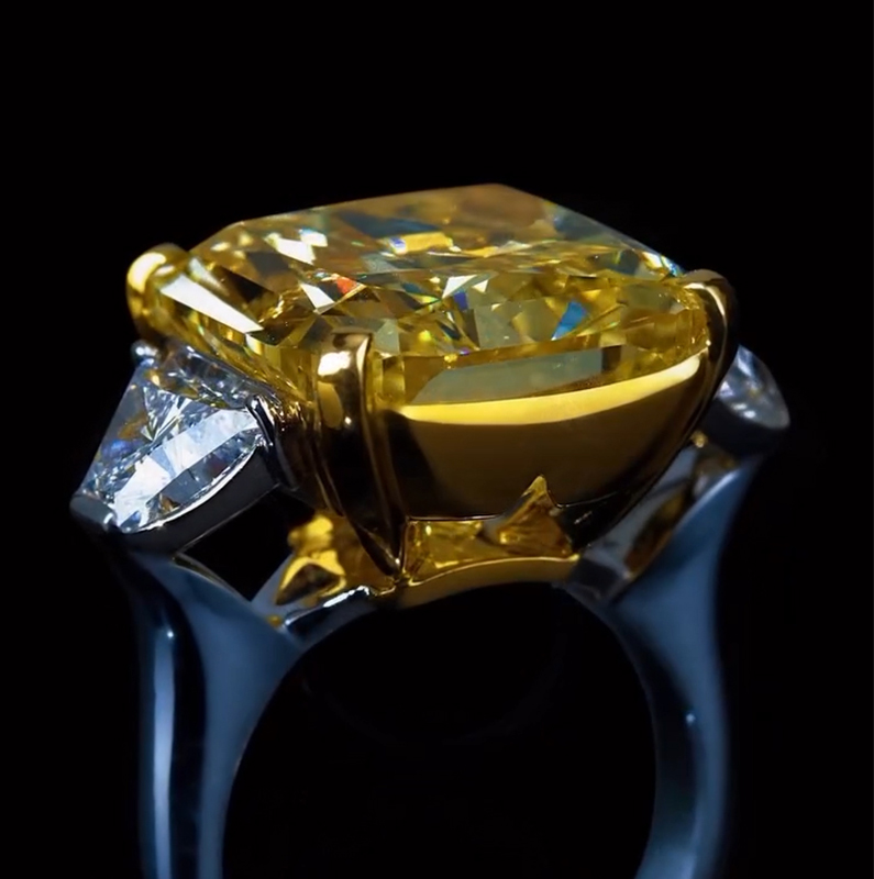 Street Luxury Fancy Yellow Cushion Cut 925 Sterling Silver Engagement Ring - Image 5