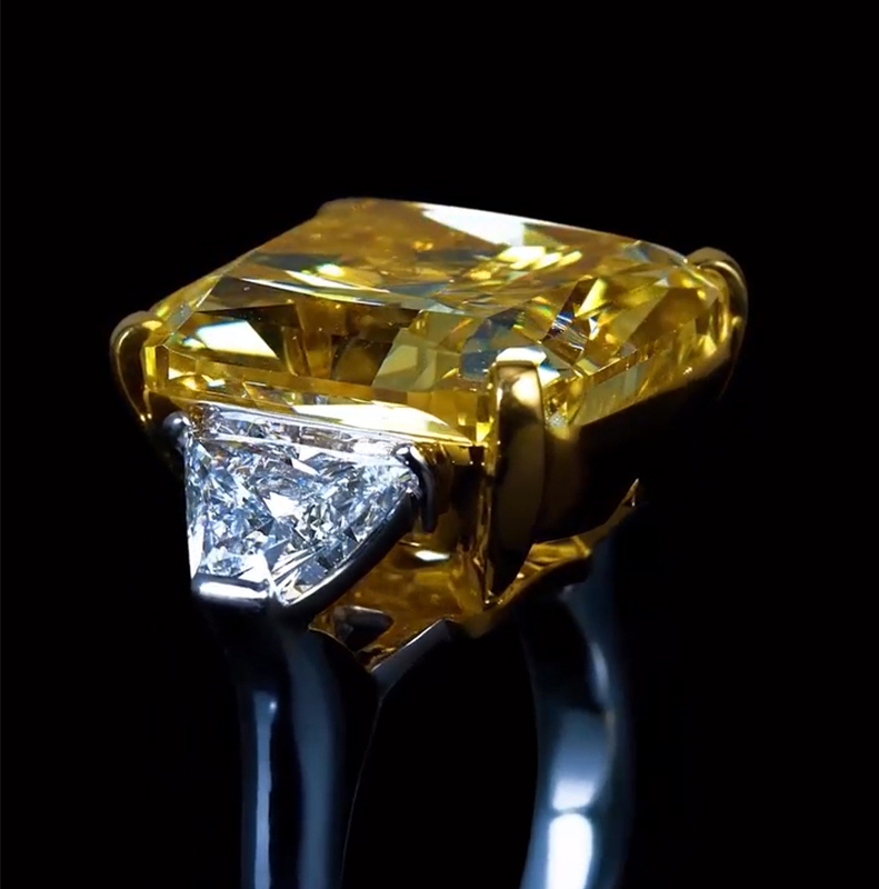 Street Luxury Fancy Yellow Cushion Cut 925 Sterling Silver Engagement Ring - Image 6