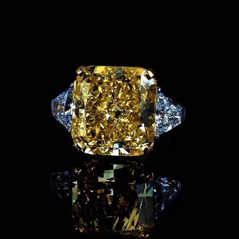 Street Luxury Fancy Yellow Cushion Cut 925 Sterling Silver Engagement Ring