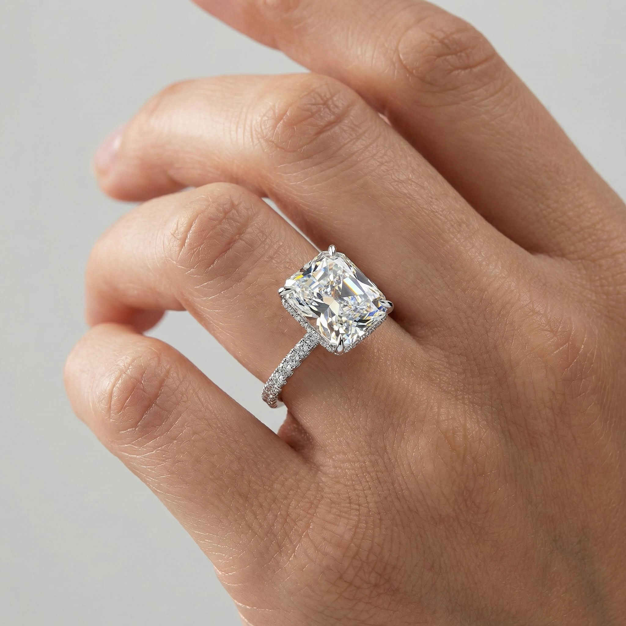 Elegant Radiant Cut 925 Sterling Silver Engagement Ring With Silver Shine - Image 3