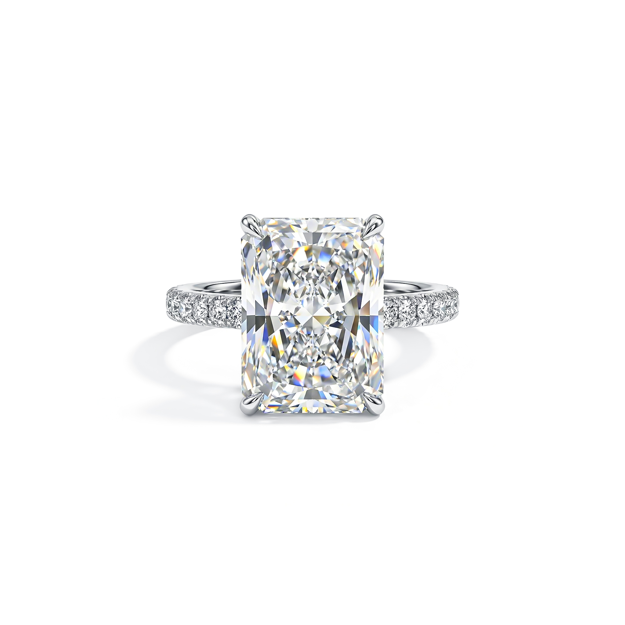 Elegant Radiant Cut 925 Sterling Silver Engagement Ring With Silver Shine - Image 4