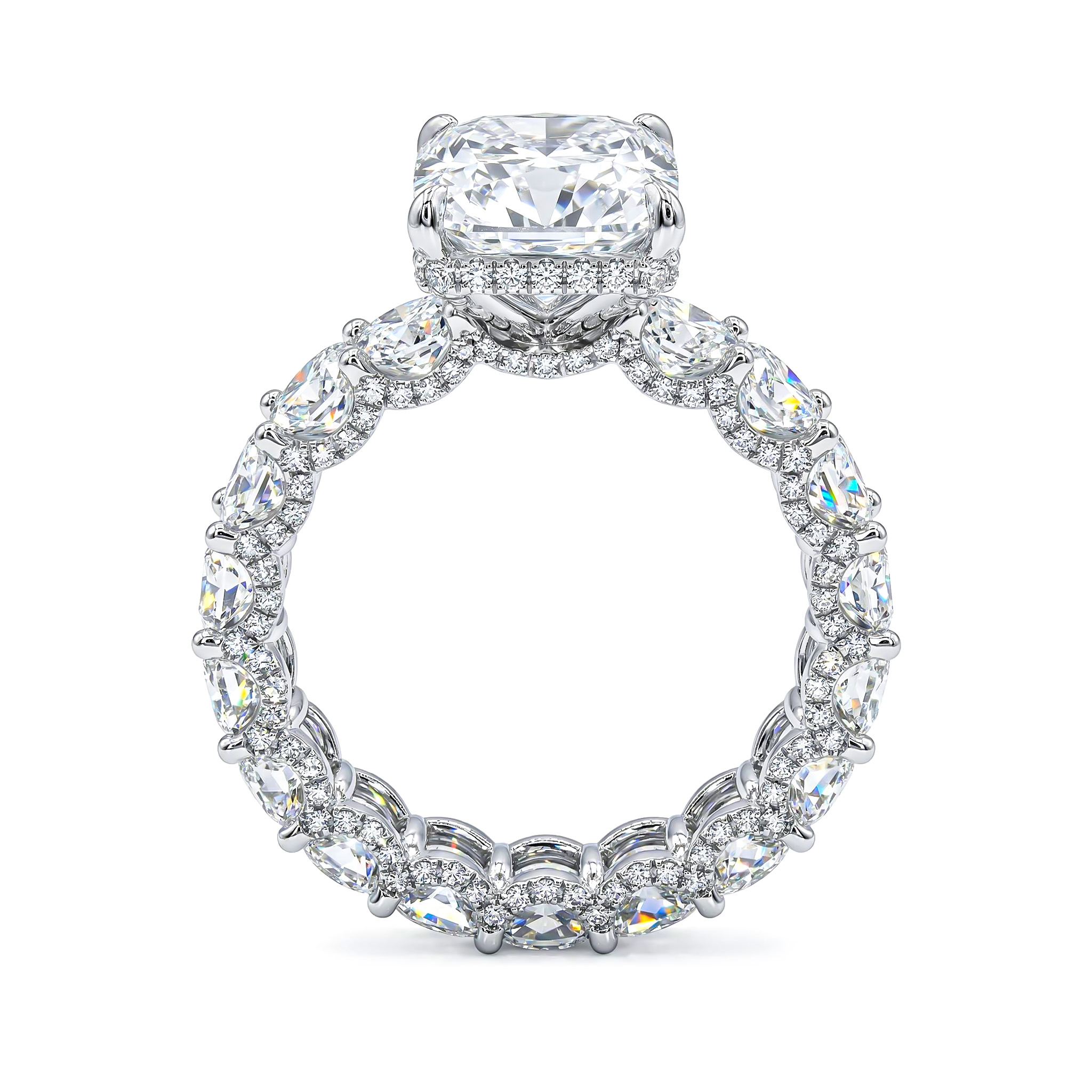 Bold Micro Pave Radiant Cut 925 Sterling Silver Engagement Ring Set - Image 5