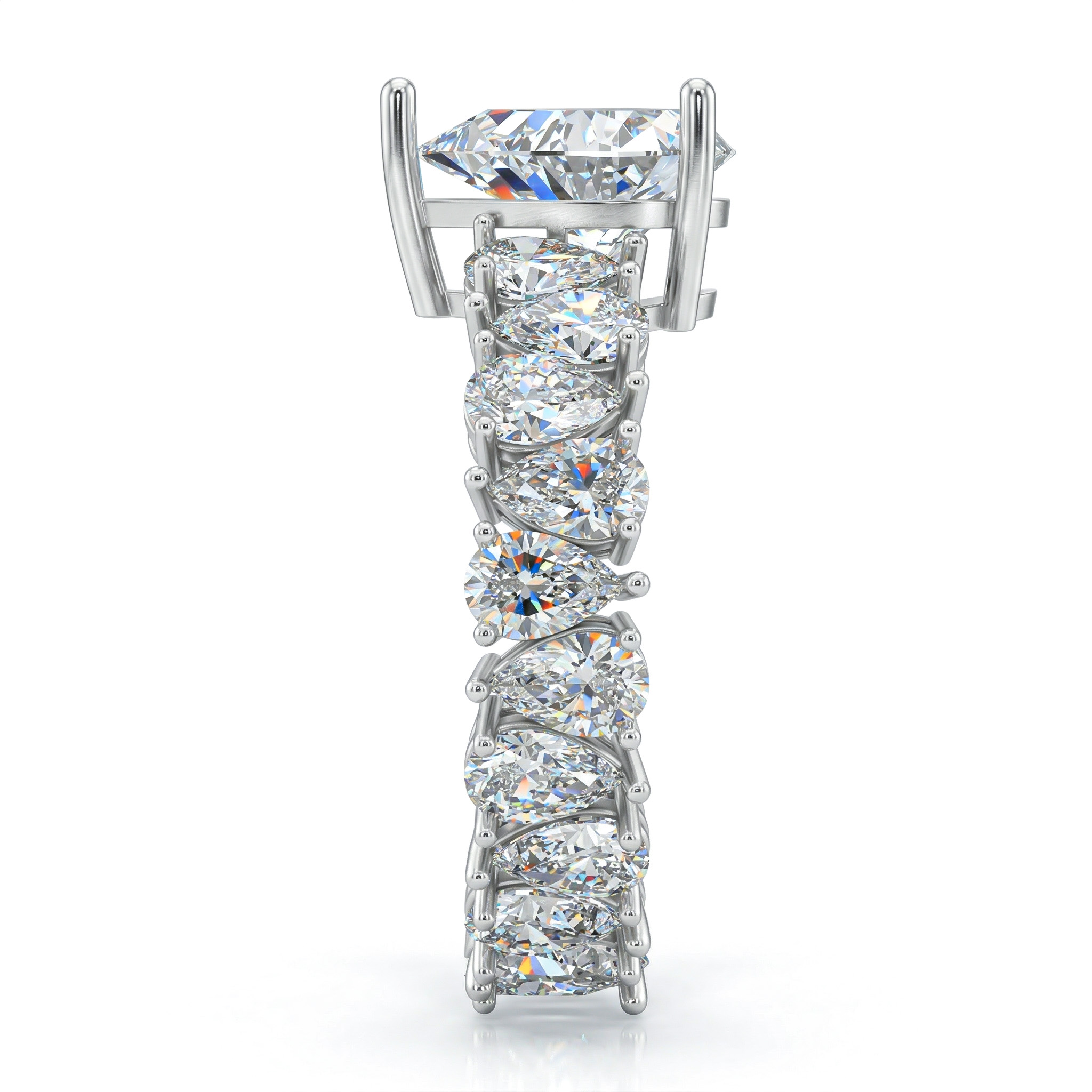 11.6ct. Tw. Captivating Pear Cut Eternity Engagement Ring In Sterling - Image 6