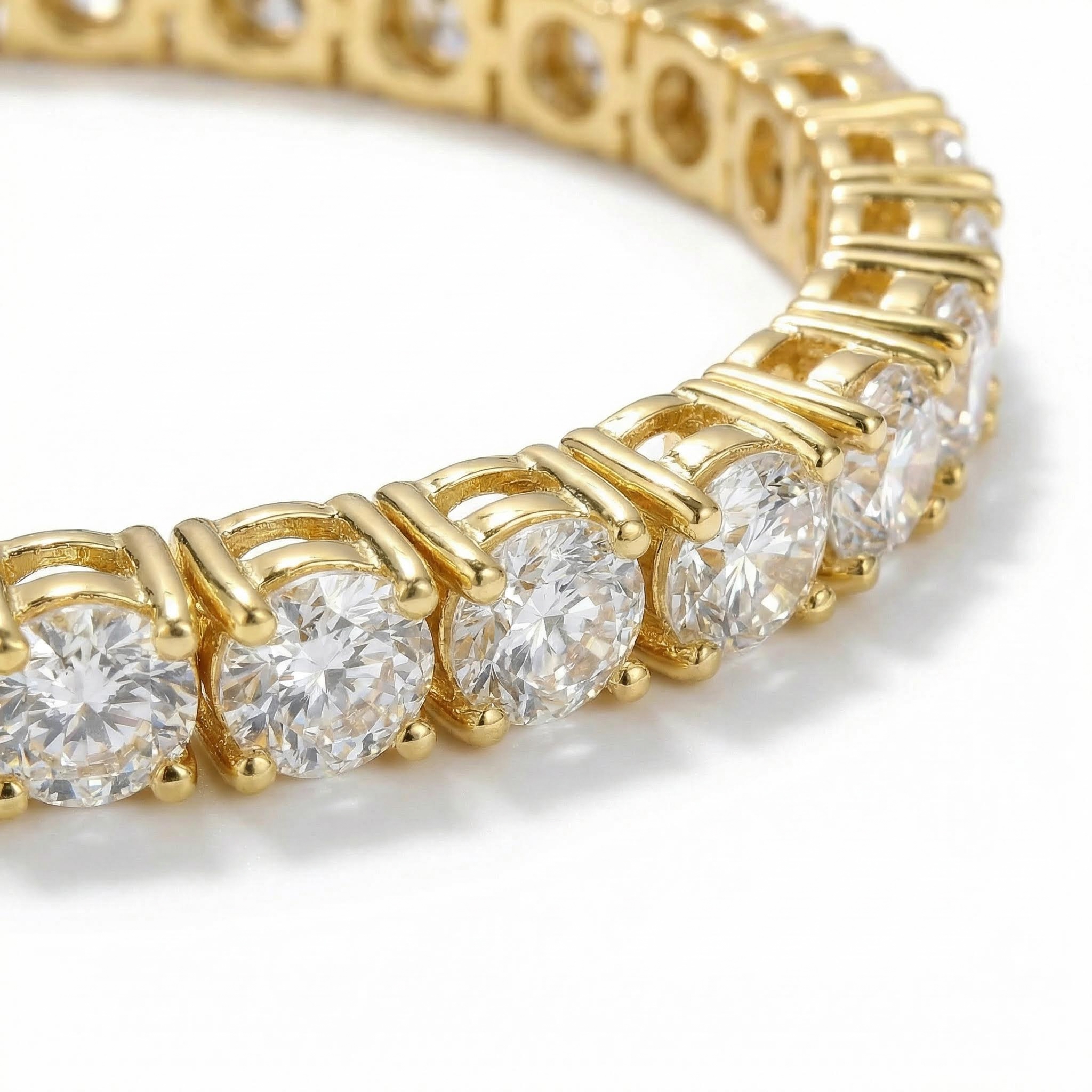 Women's 3mm Single Row Tennis Bracelet In Gold With Iced Out Shine - Image 3