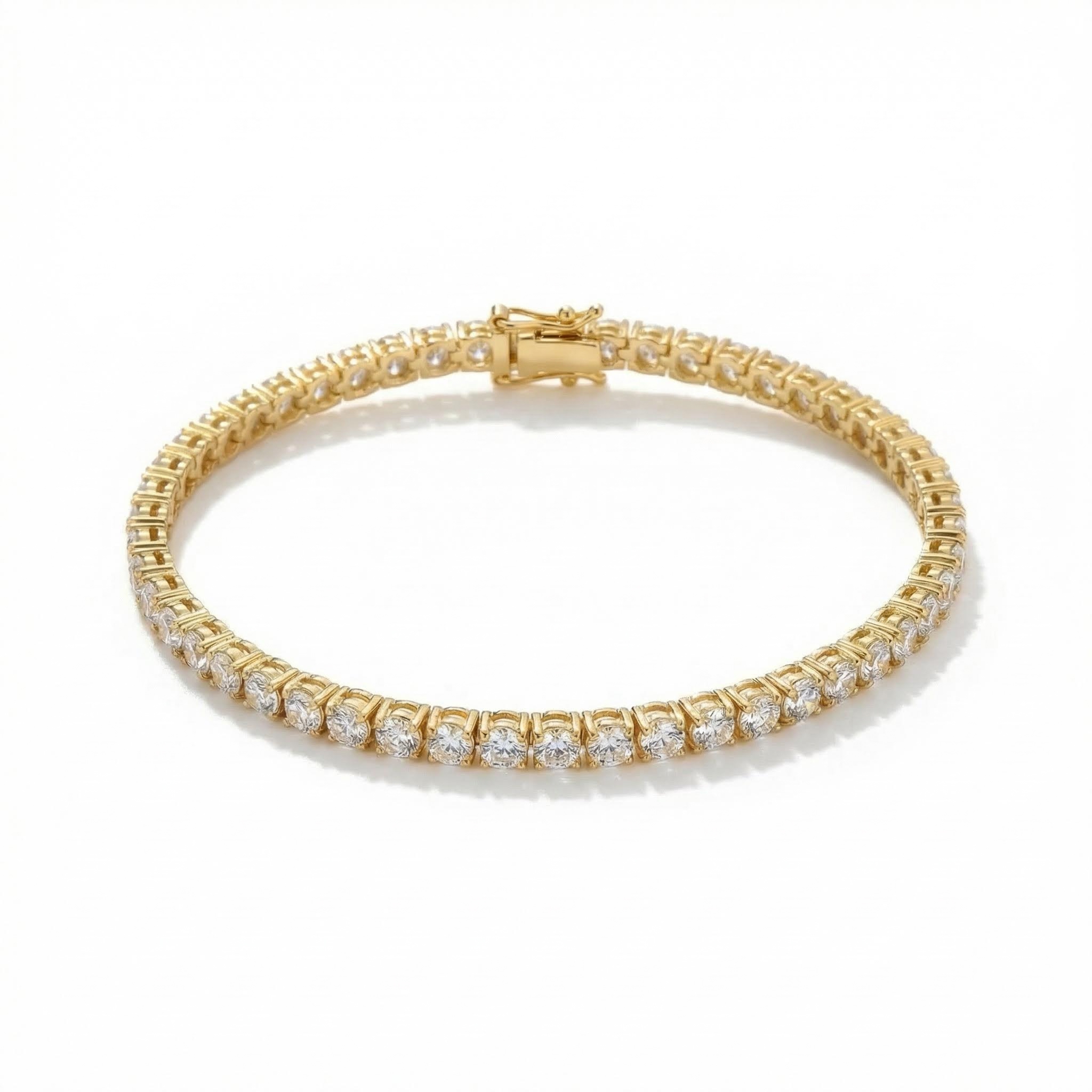 Women's 3mm Single Row Tennis Bracelet In Gold With Iced Out Shine