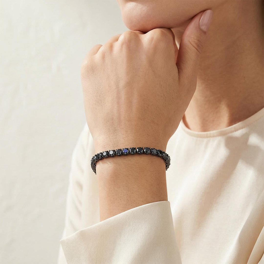 Women's 5mm Black Stones Tennis Bracelet In Black Gold Iced Out - Image 3