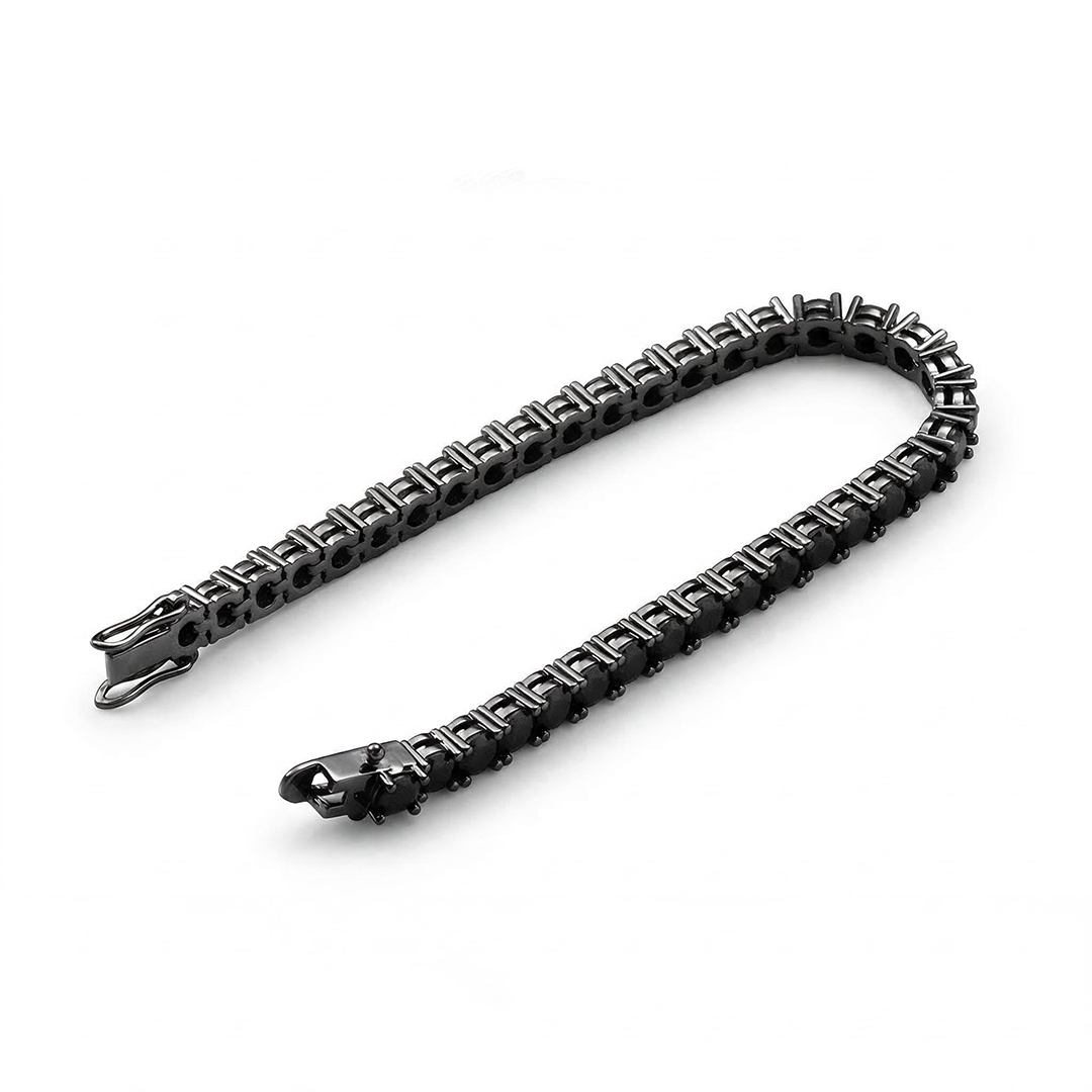 Women's 5mm Black Stones Tennis Bracelet In Black Gold Iced Out - Image 4