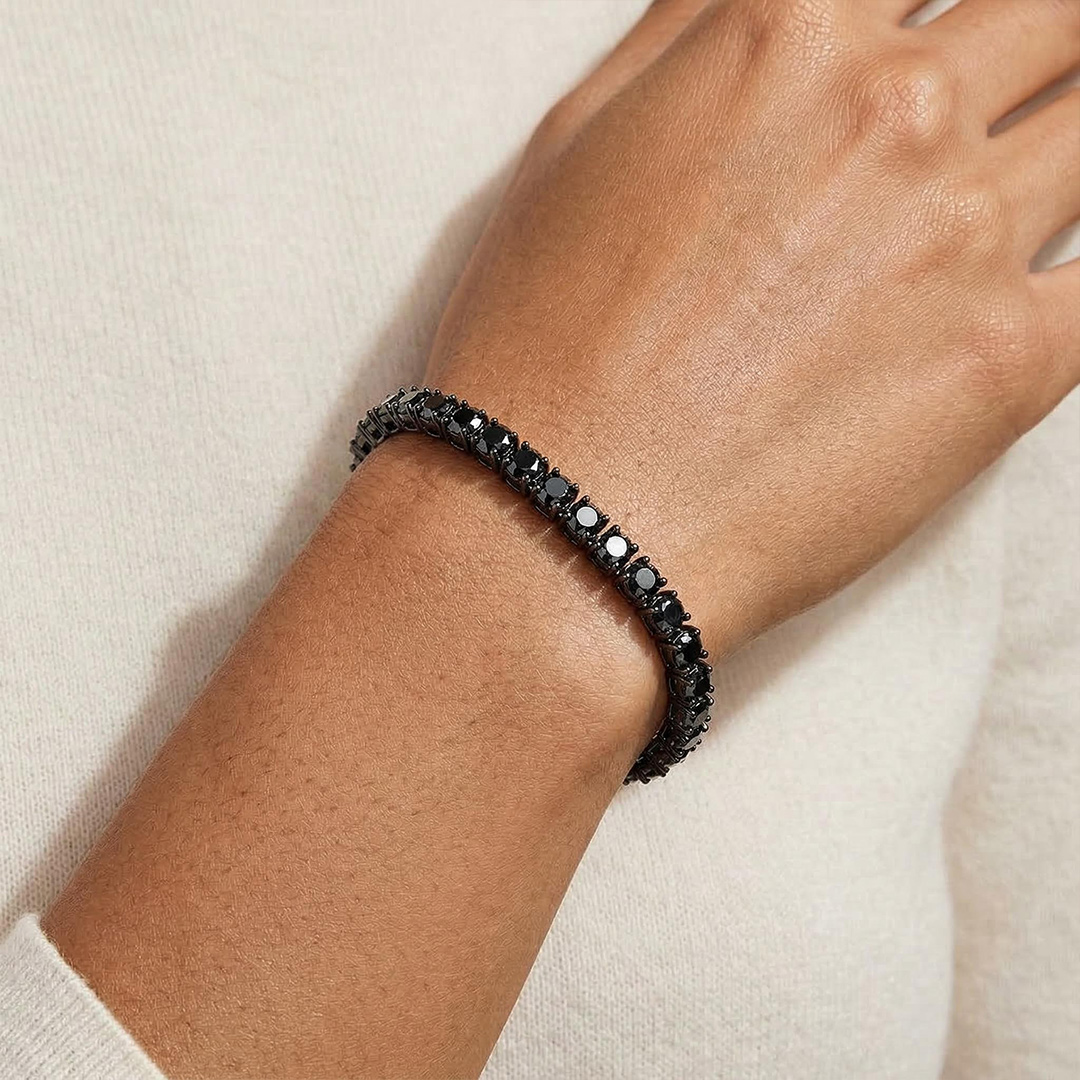 Women's 5mm Black Stones Tennis Bracelet In Black Gold Iced Out - Image 5