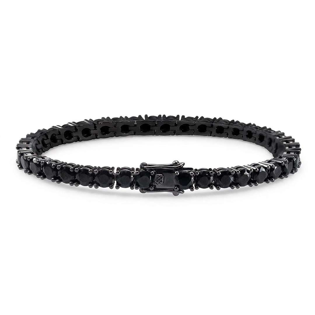 Women's 5mm Black Stones Tennis Bracelet In Black Gold Iced Out
