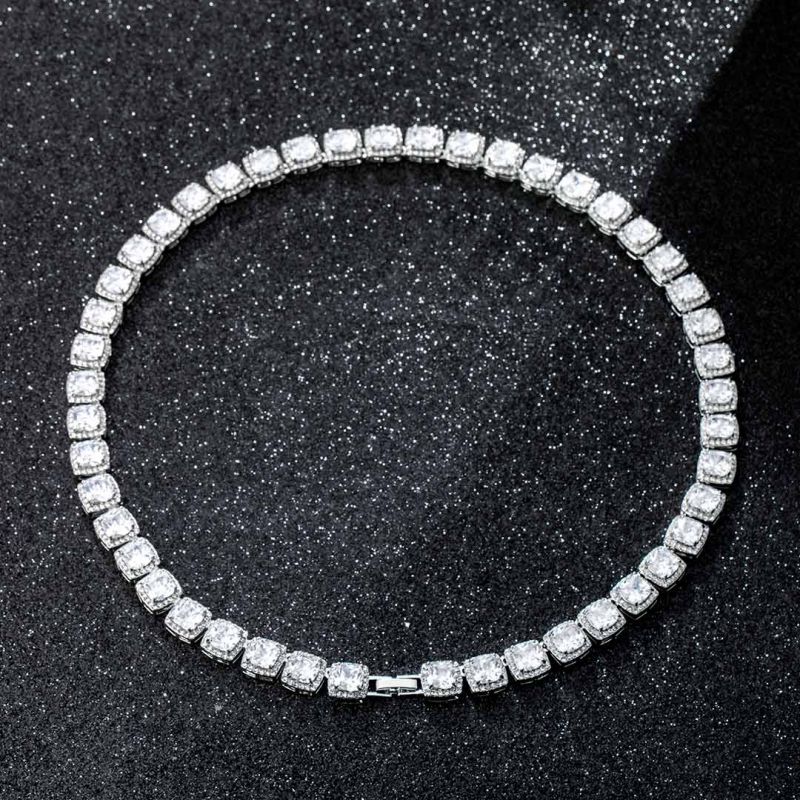 Women's 10mm Clustered Tennis Chain In White Gold With Iced Out Shine - Image 7
