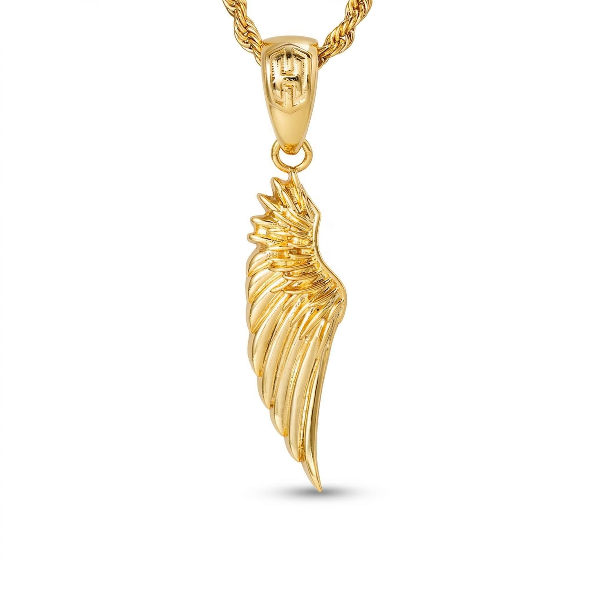 Women's Medium Angel Wing Pendant In Gold With Street Luxury Shine - Image 4