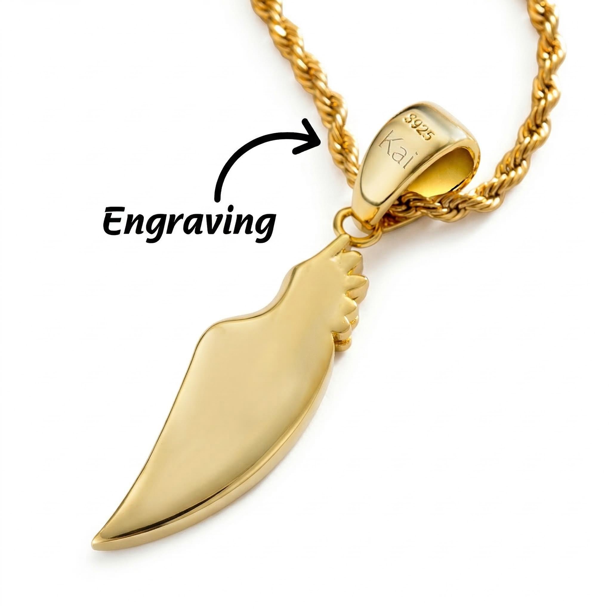Women's Medium Angel Wing Pendant In Gold With Street Luxury Shine - Image 5