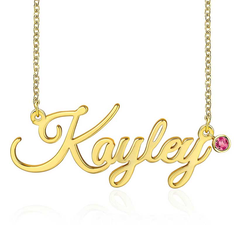Personalized Name Necklace With Birthstone Gold With Street Luxury Shine