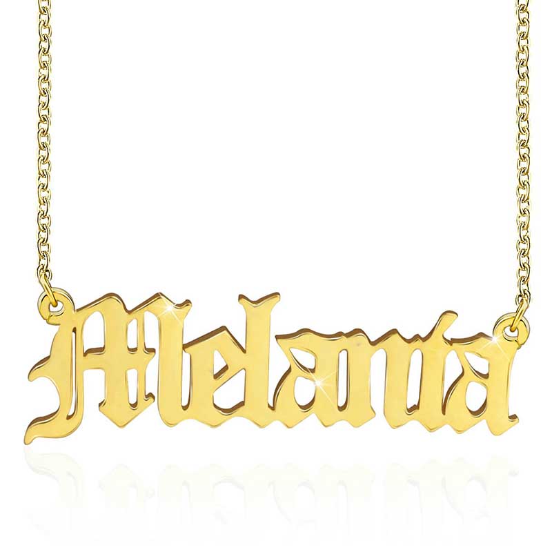Personalized Old English Font Name Necklace Gold With Street Luxury Shine