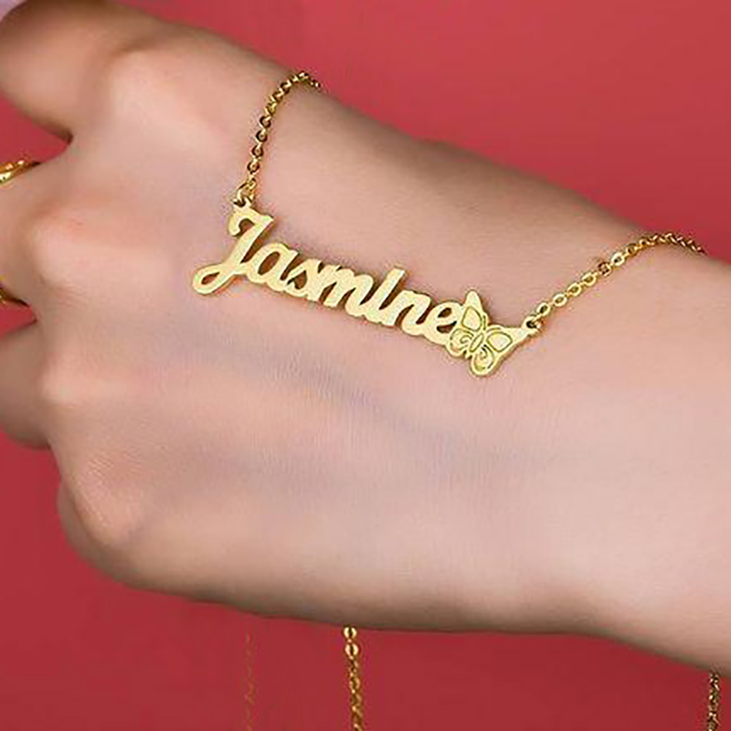 Personalized Butterfly Name Necklace Gold With Street Luxury Shine - Image 4