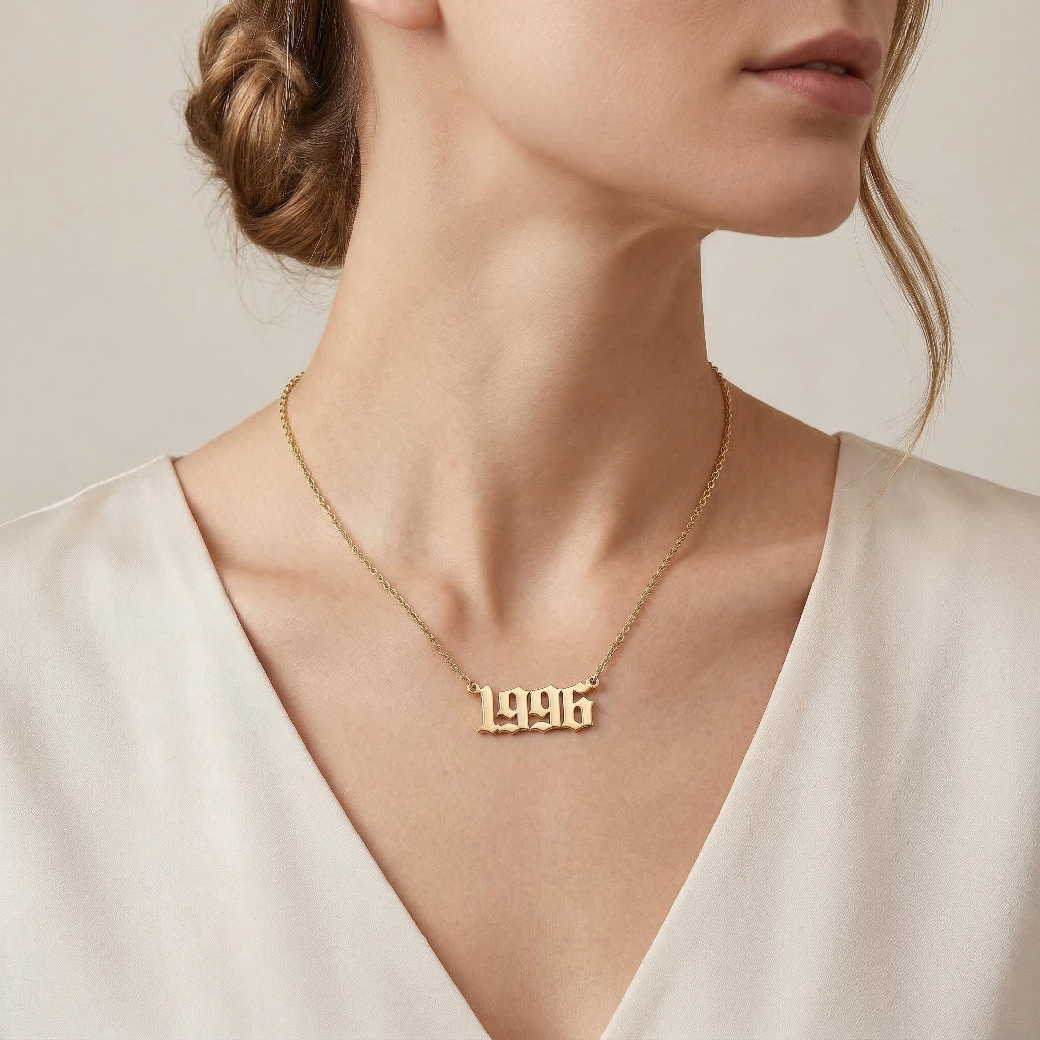 Personalized Birth Year Number Necklace Silver With Street Luxury Shine - Image 3