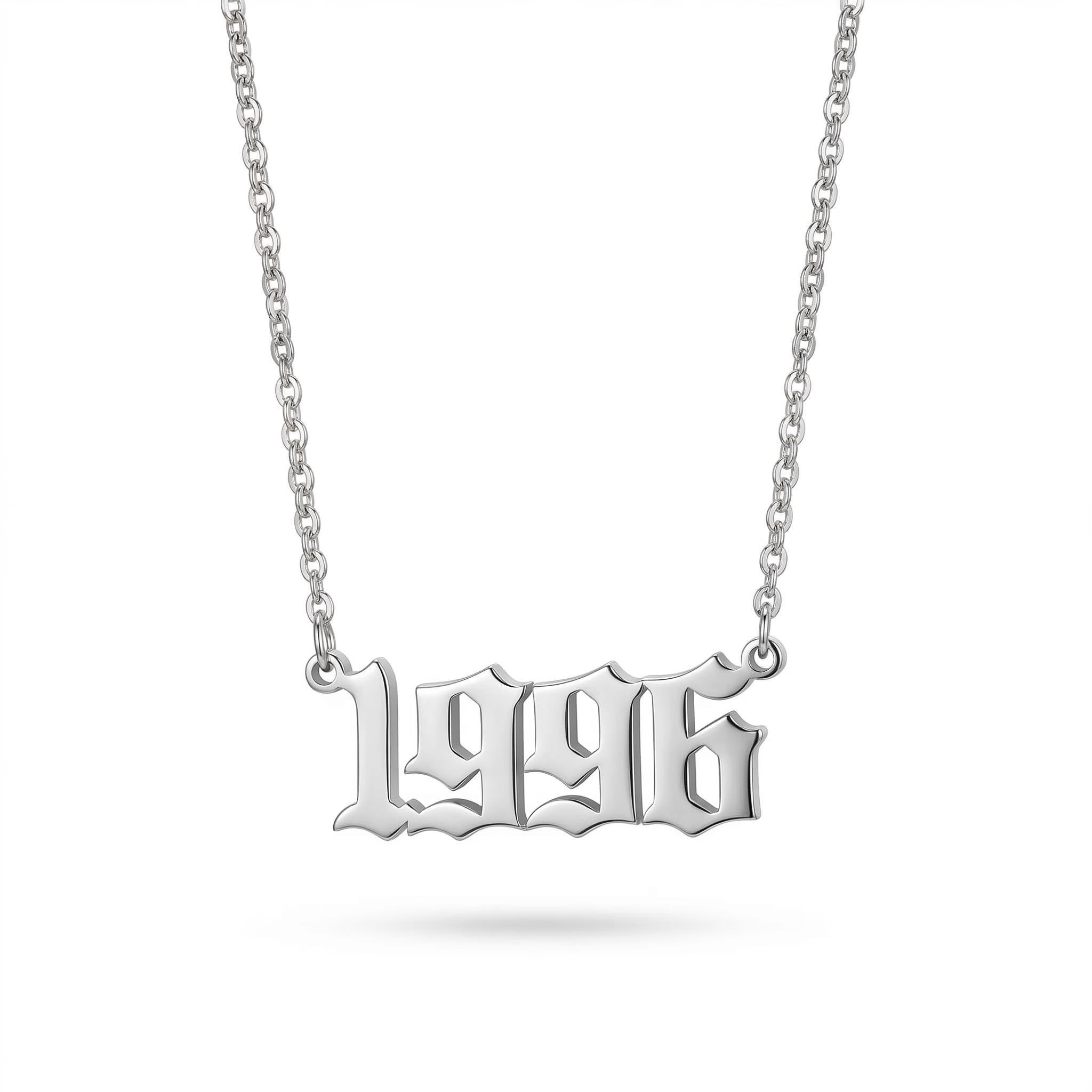 Personalized Birth Year Number Necklace Silver With Street Luxury Shine - Image 4
