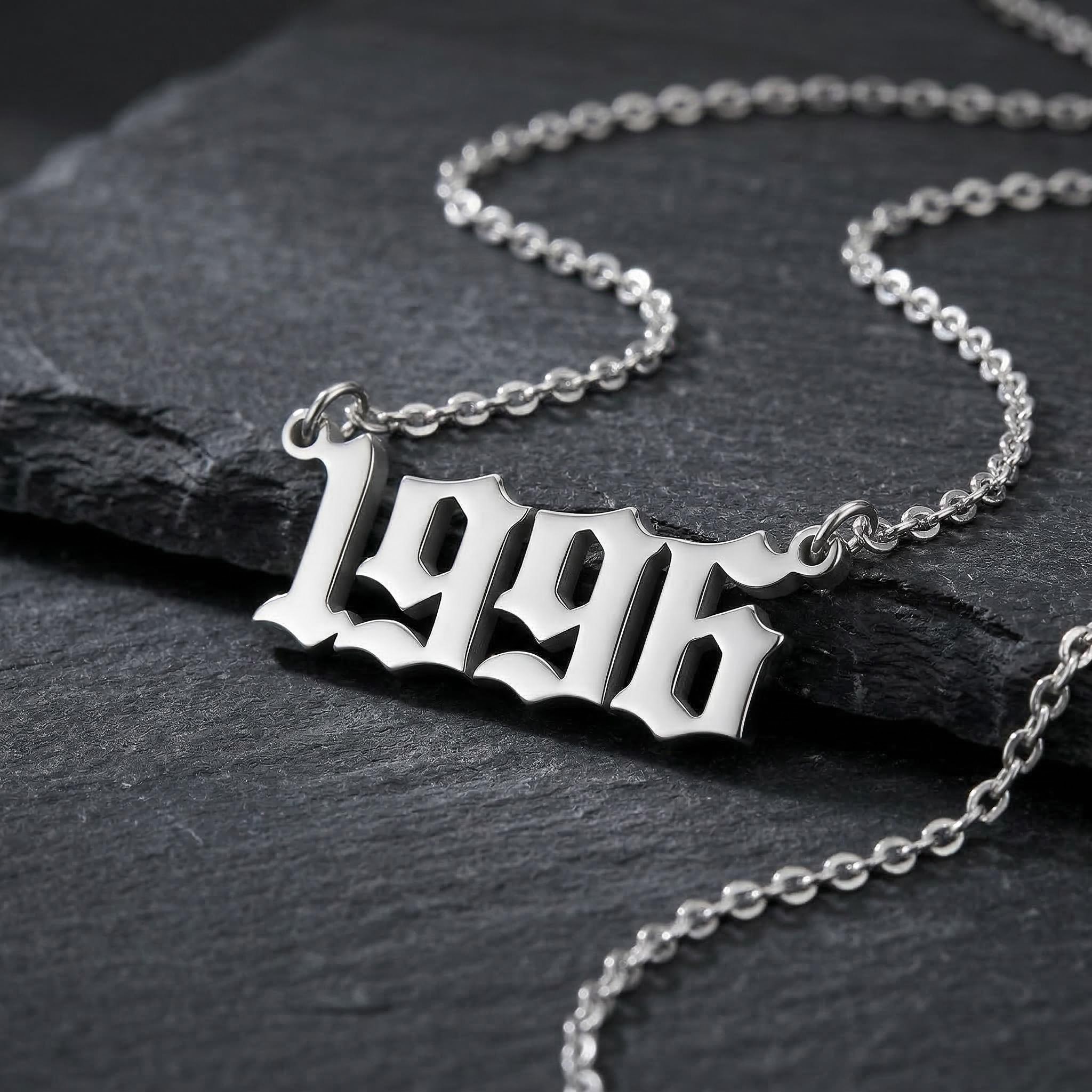 Personalized Birth Year Number Necklace Silver With Street Luxury Shine - Image 7