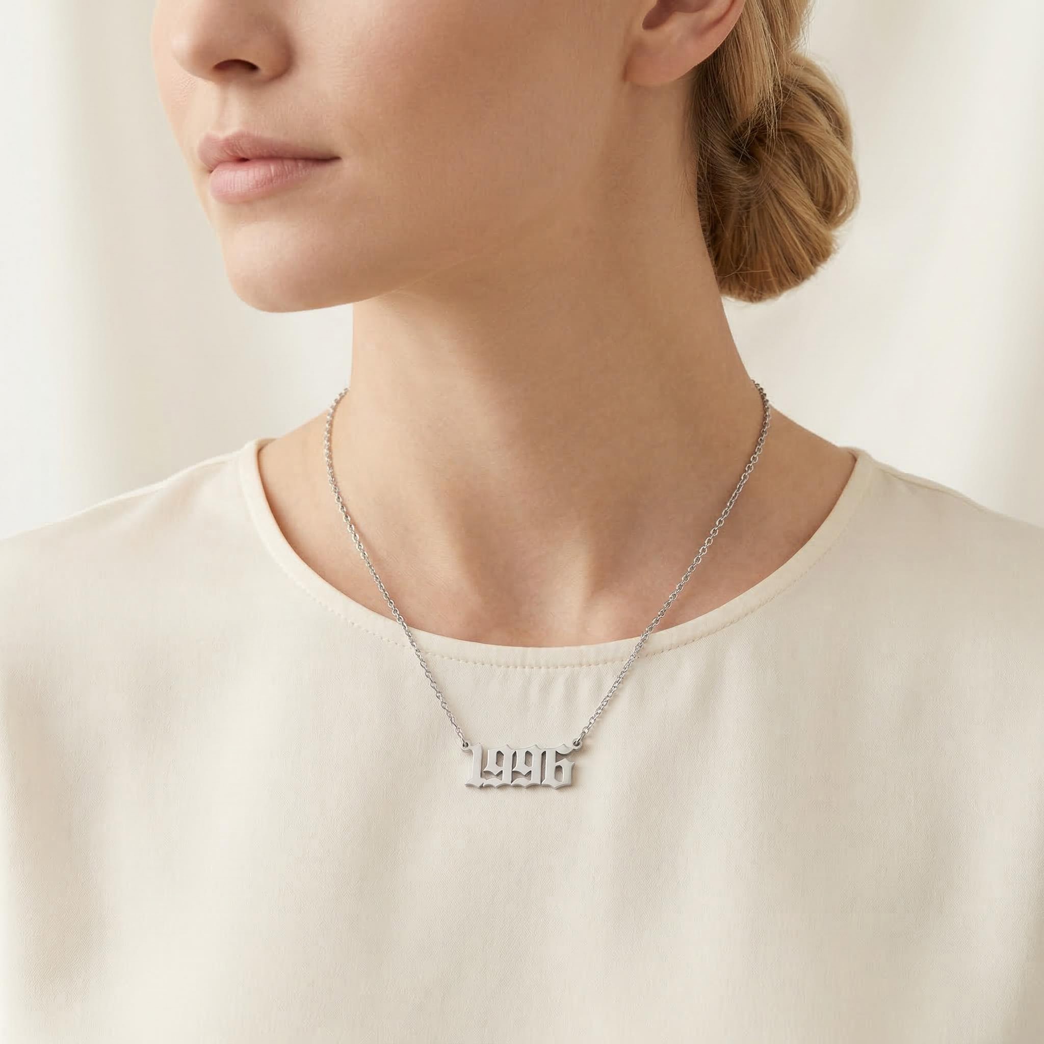 Personalized Birth Year Number Necklace Silver With Street Luxury Shine - Image 8