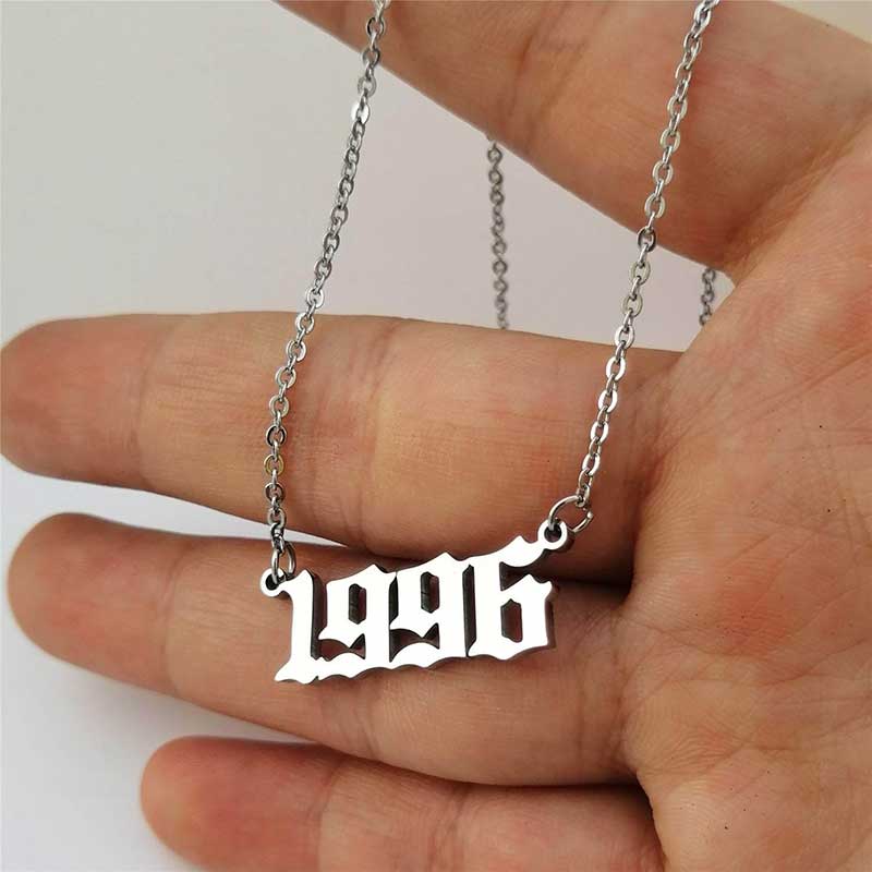 Personalized Birth Year Number Necklace Silver With Street Luxury Shine - Image 9