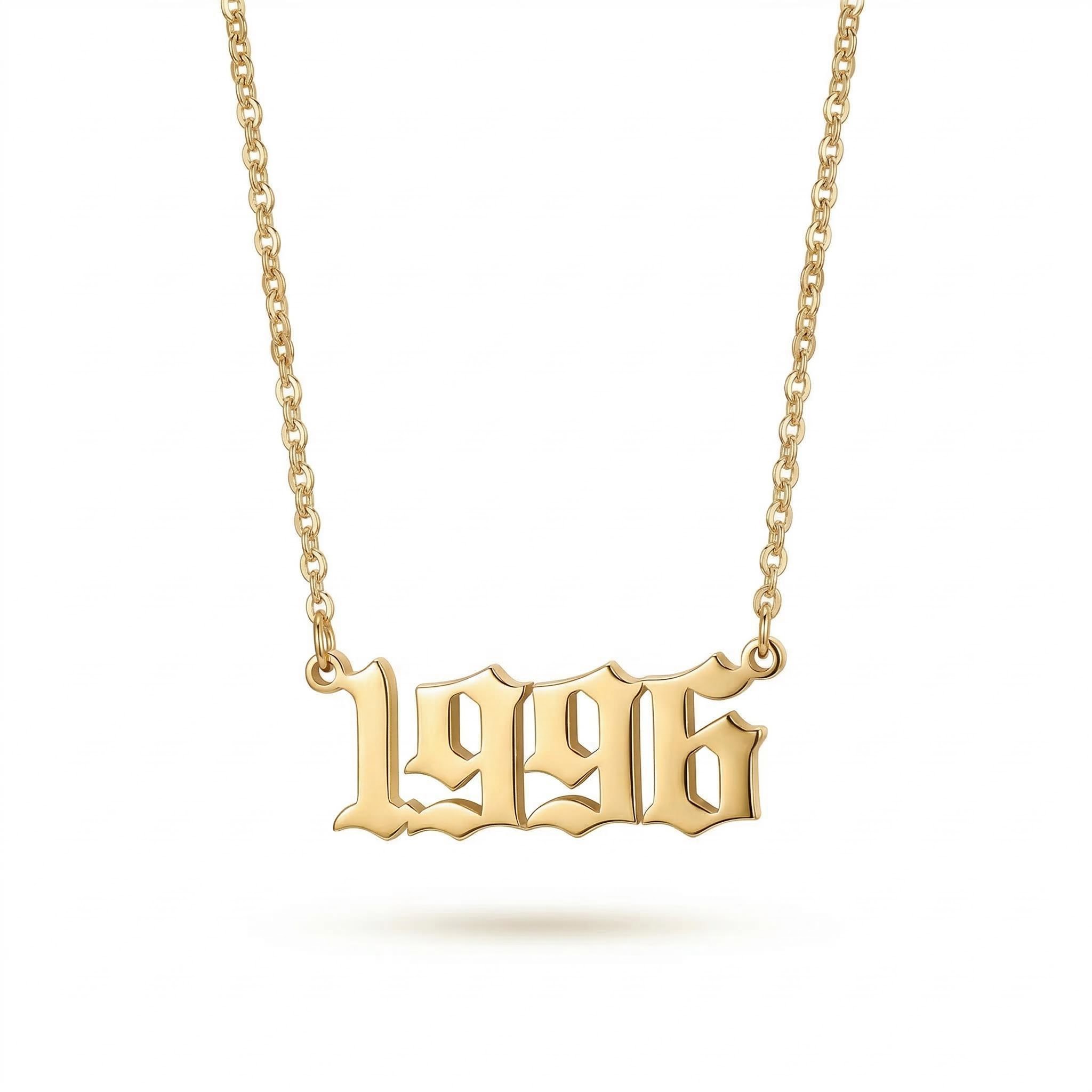 Personalized Birth Year Number Necklace Silver With Street Luxury Shine