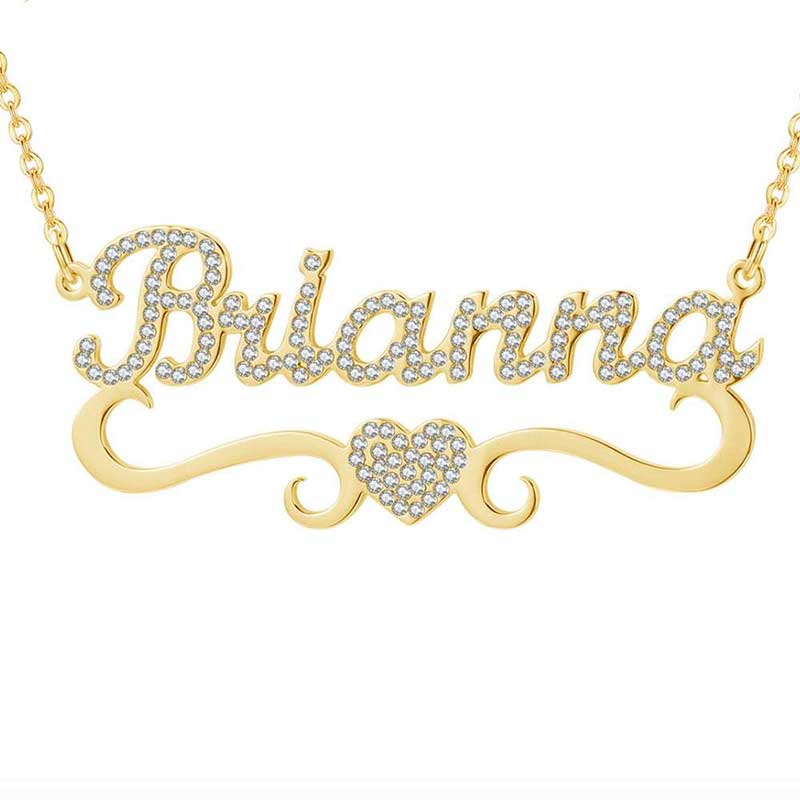 Personalized Iced Out Name Necklace With Heart With Street Luxury Shine - Image 3