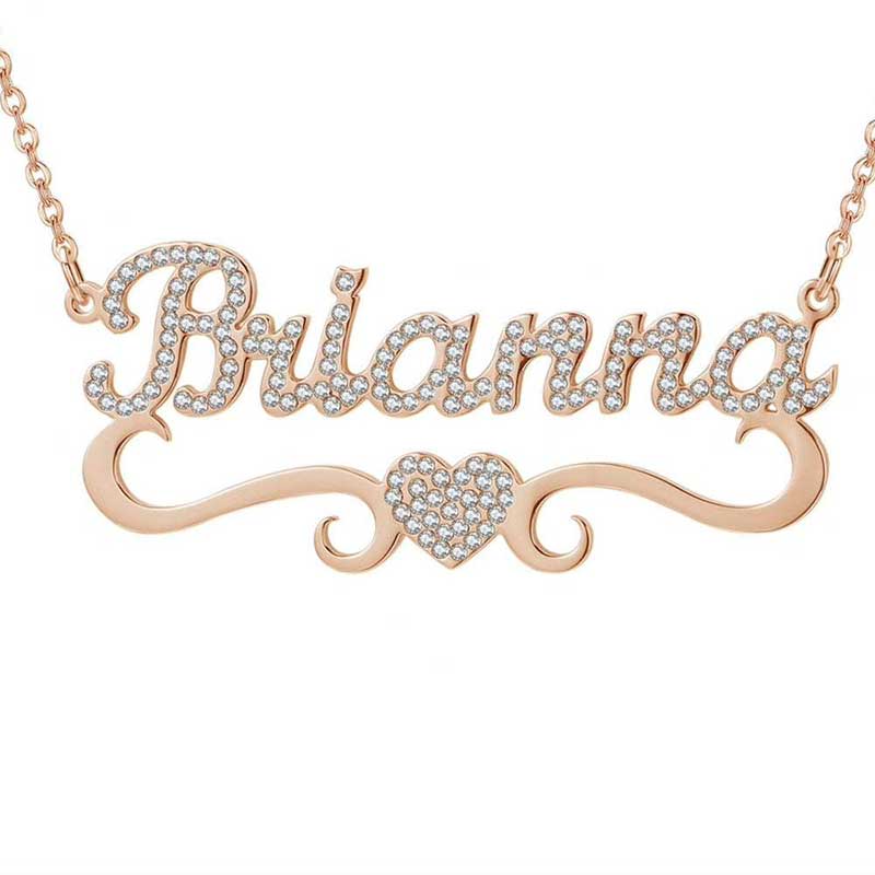 Personalized Iced Out Name Necklace With Heart With Street Luxury Shine - Image 4