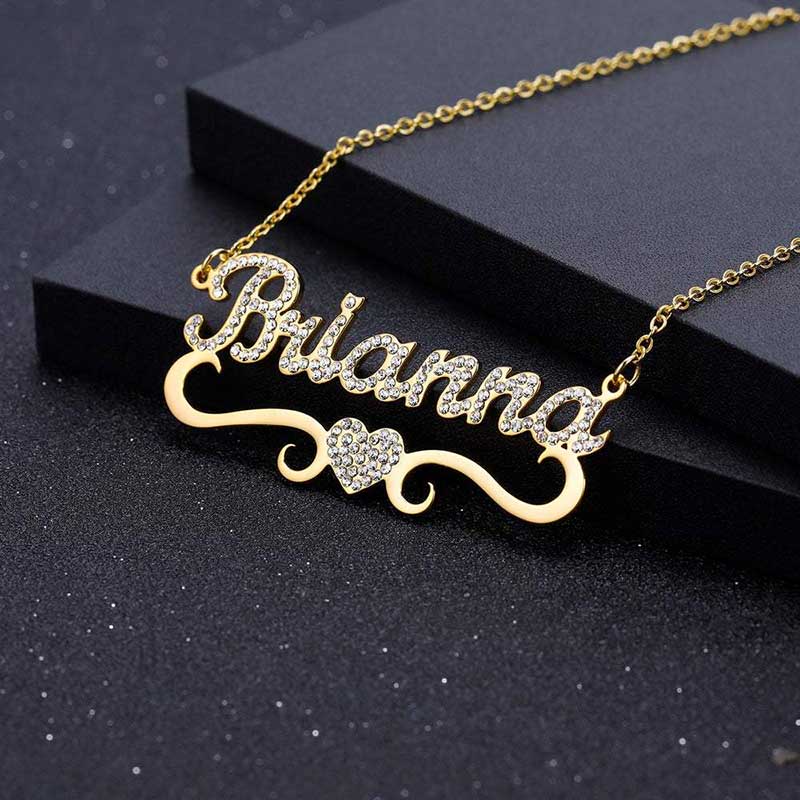 Personalized Iced Out Name Necklace With Heart With Street Luxury Shine