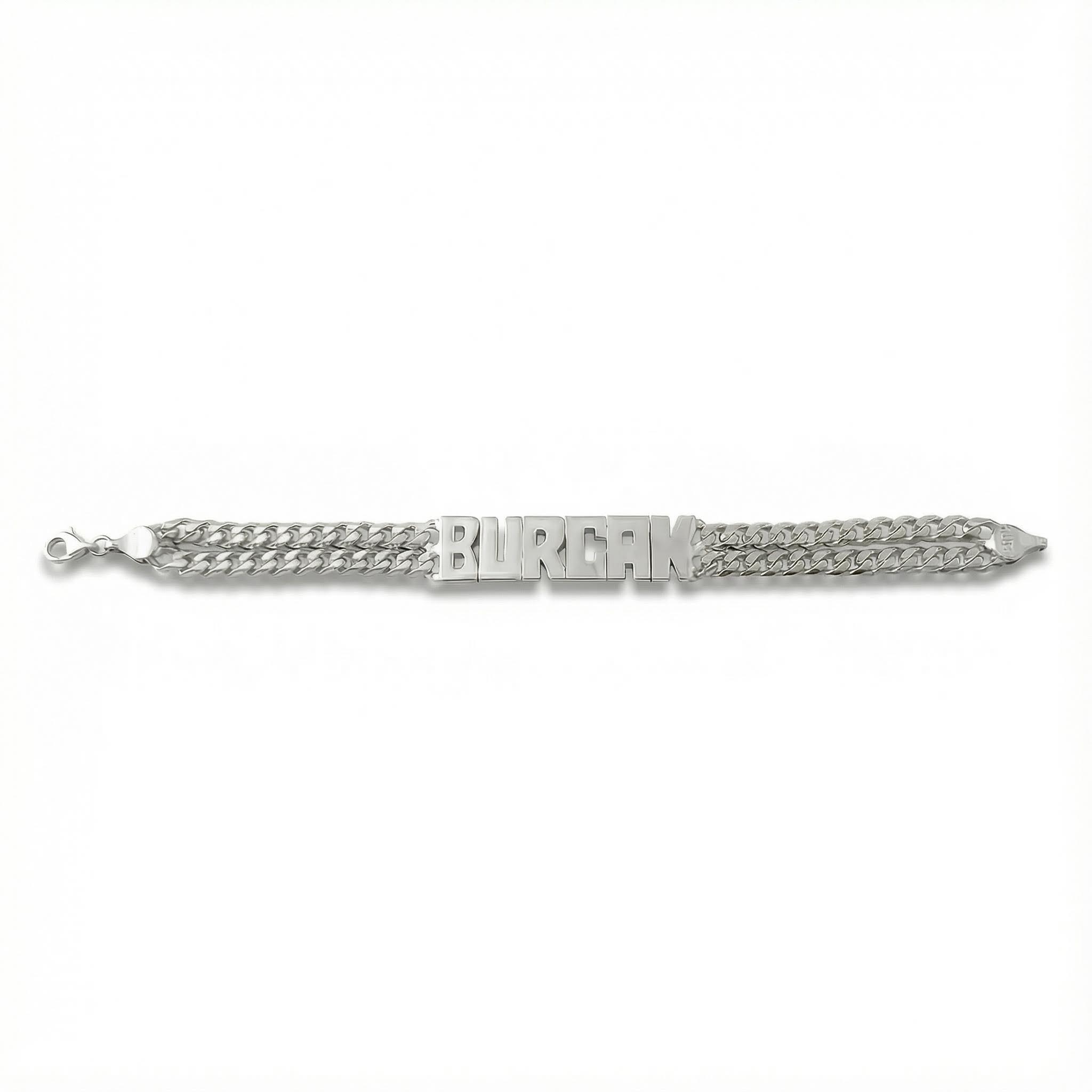 Personalized Double Chain Name Bracelet Silver With Street Luxury Shine - Image 3