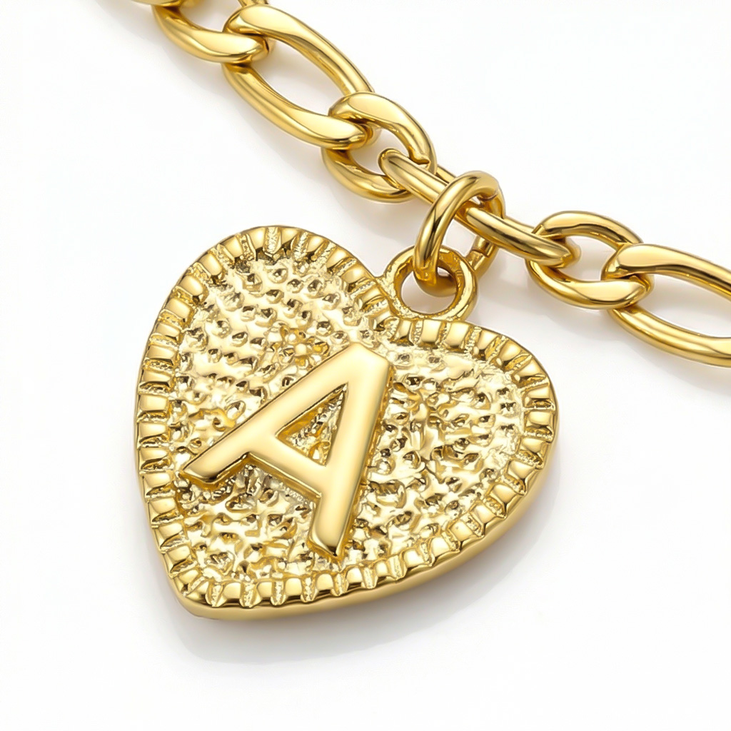 Personalized Heart Initial Letter Bracelet & Anklet Gold - Image 4