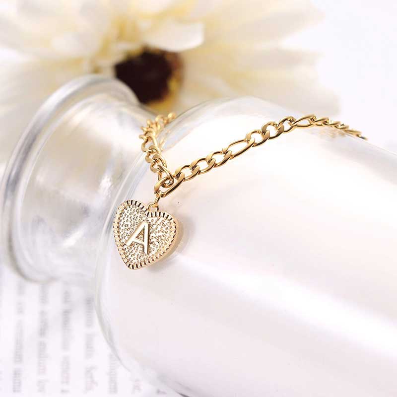 Personalized Heart Initial Letter Bracelet & Anklet Gold - Image 8