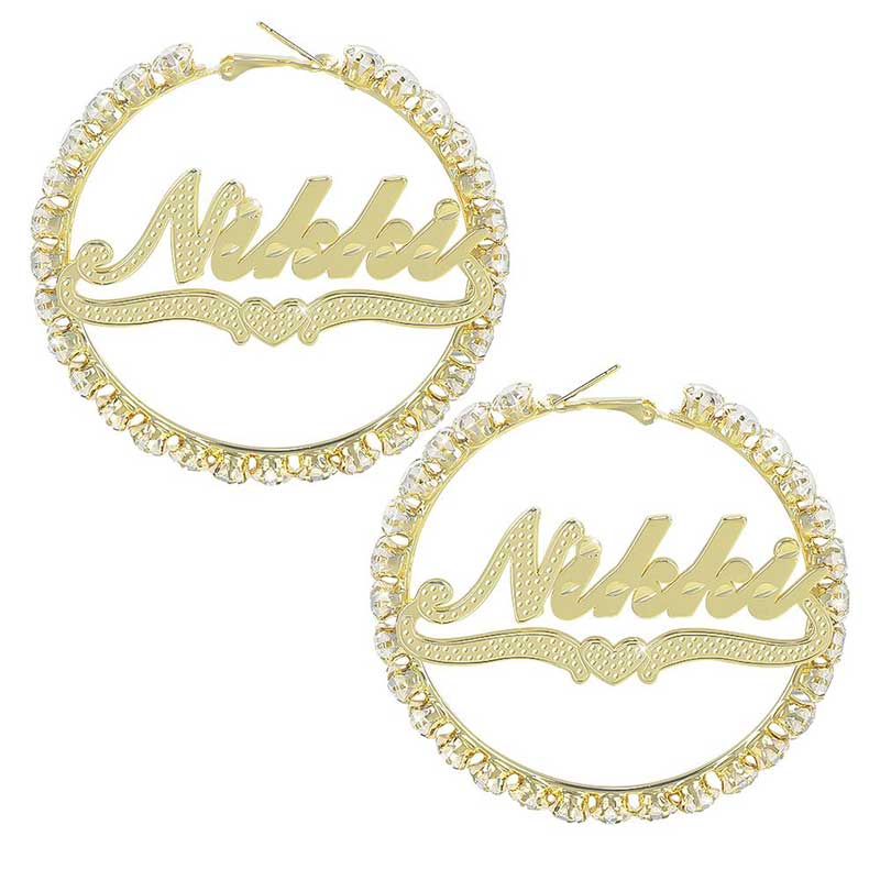 Personalized Iced Out Name Hoop Earrings Gold With Street Luxury Shine