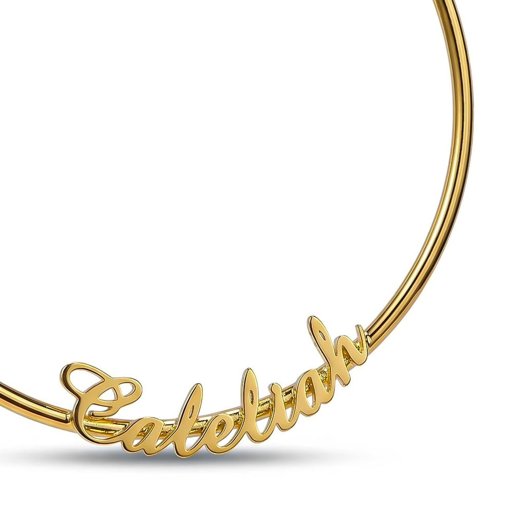 Personalized Name Hoop Earrings In Gold With Street Luxury Shine - Image 4