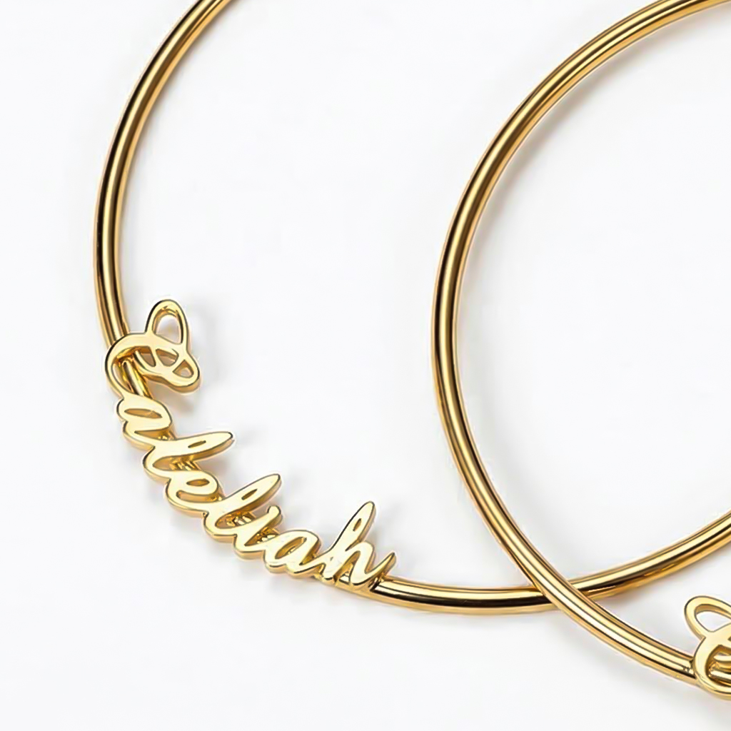 Personalized Name Hoop Earrings In Gold With Street Luxury Shine - Image 5