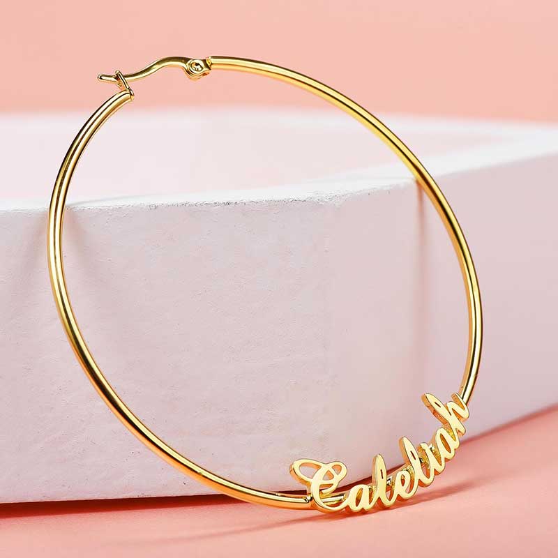 Personalized Name Hoop Earrings In Gold With Street Luxury Shine - Image 7