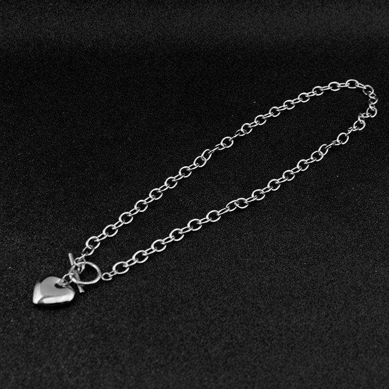Women's Stainless Steel Heart Toggle Clasp Necklace With Bold Premium Edge - Image 6