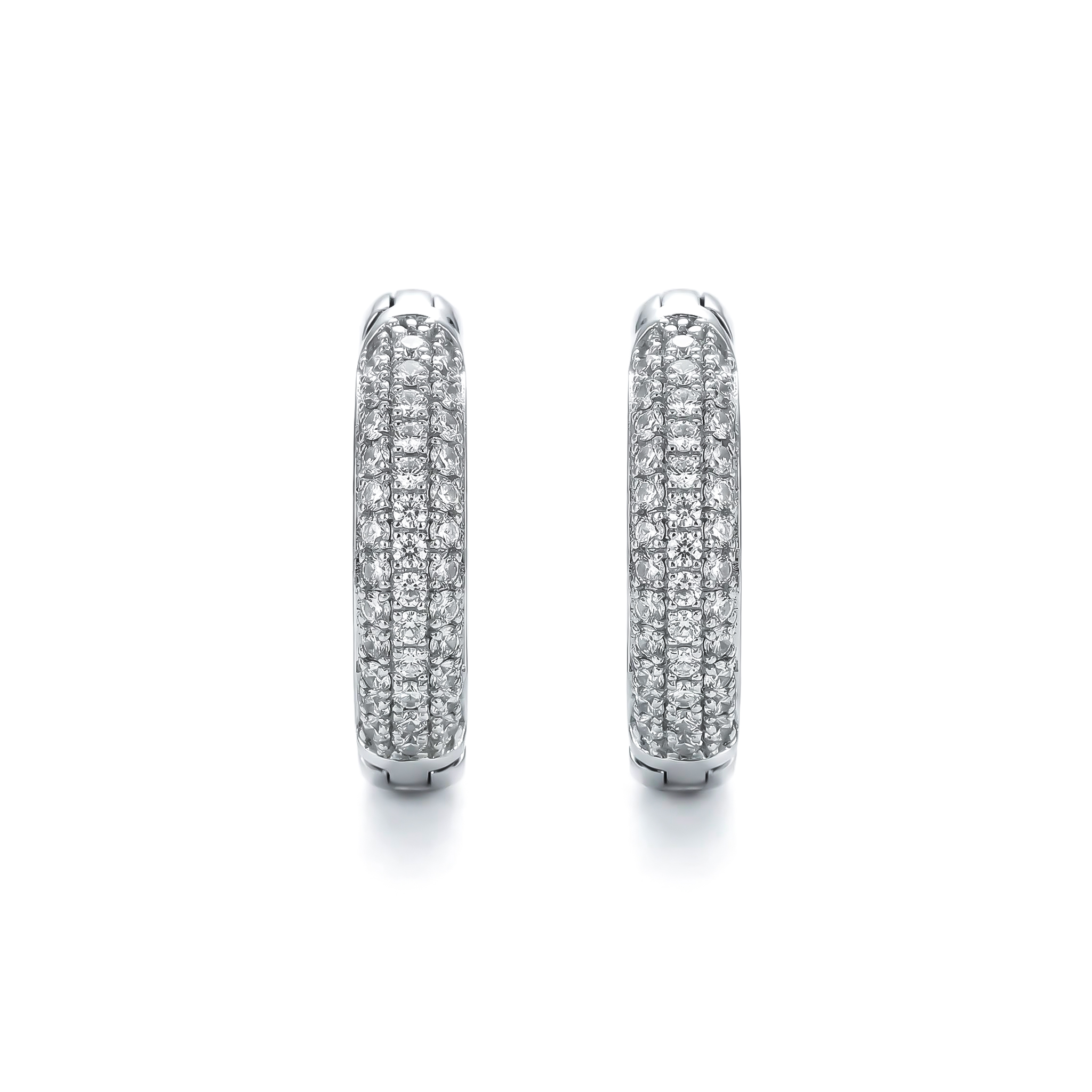 Women's Iced Out Circle Hoop Earrings In White Gold With Gold Shine - Image 5