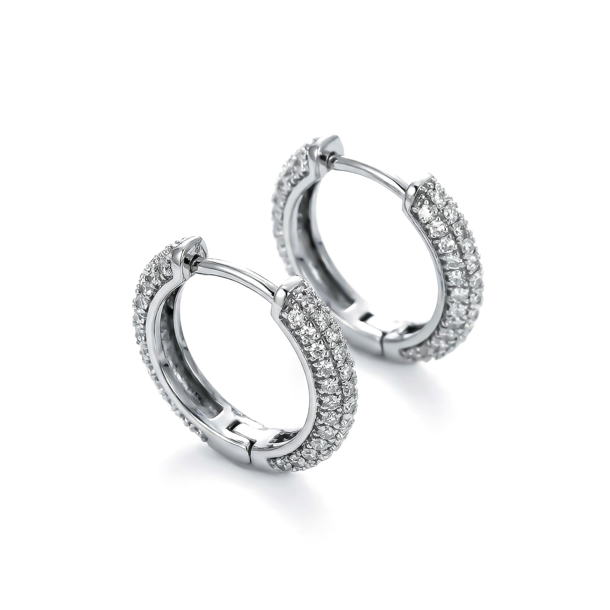 Women's Iced Out Circle Hoop Earrings In White Gold With Gold Shine - Image 6