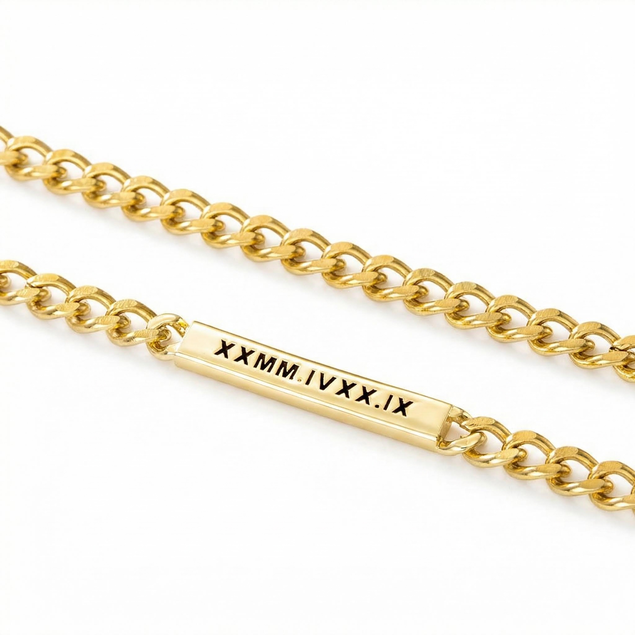 Women's 5mm Personalized Engraved Cuban Id Necklace In Gold With Gold Shine - Image 4